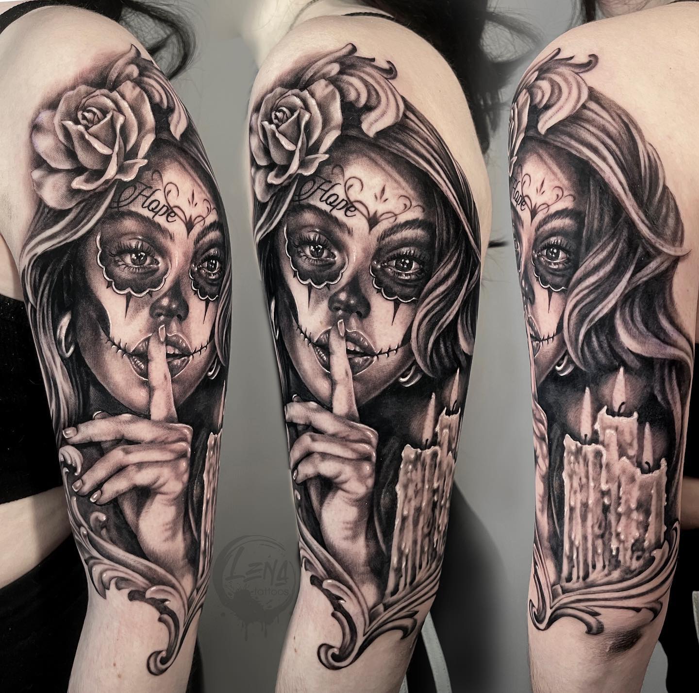 Tattoo by @lena.tattoos blackandgreytattoo #realistictattoo #lavaltattoo #montrealtattoo #montrealtattooartist #realism #tattoostudio #tattooideas #tattoosleeve #tattoostyle #tattoos #tattooshop