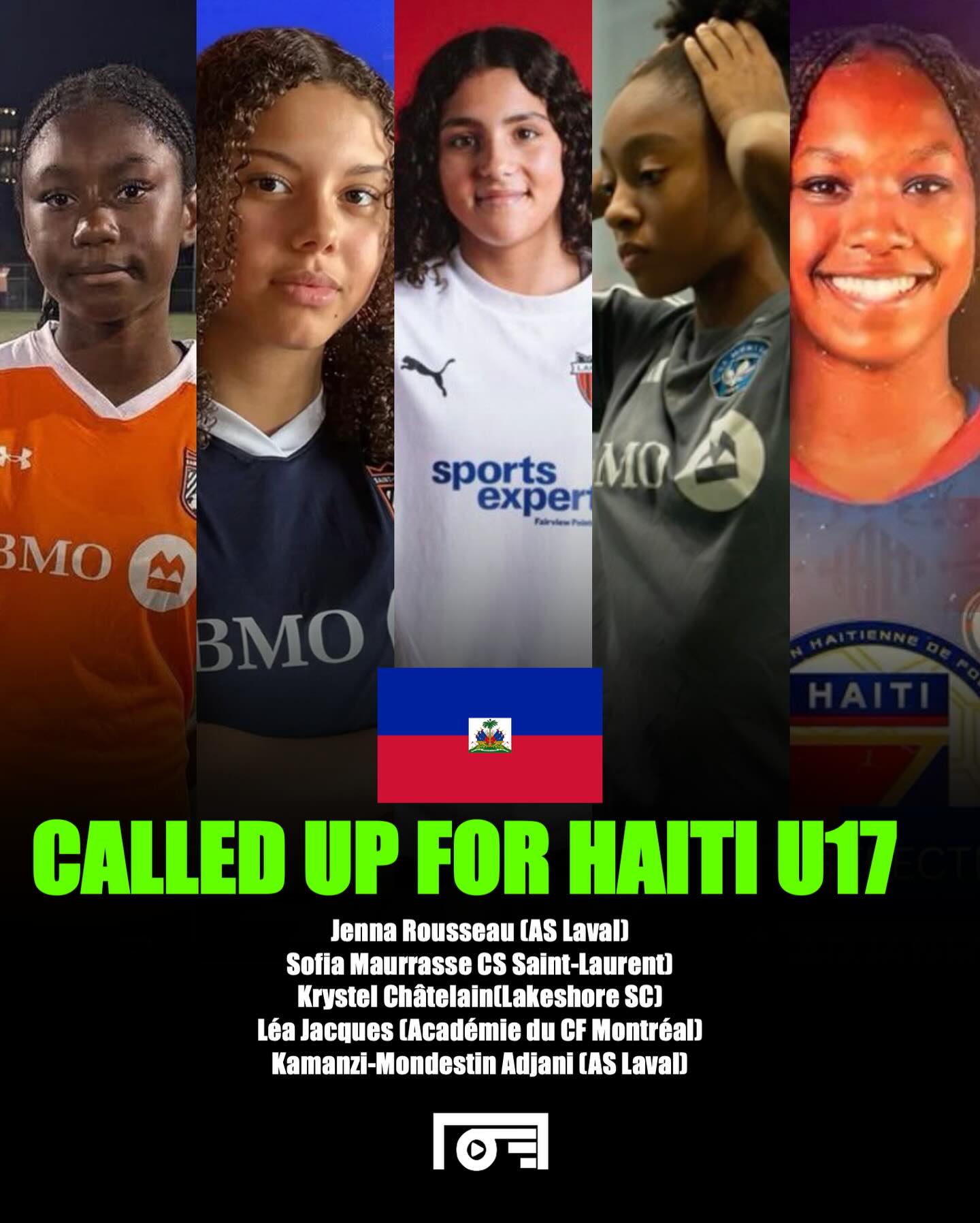 Quebec Ballers called up for Haiti U17s 🤩
Jenna Rousseau (AS Laval)
Sofia Maurrasse CS Saint-Laurent)
Krystel Châtelain(Lakeshore SC)
Léa Jacques (Académie du CF Montréal)
Olivia Mondestin (AS Laval)