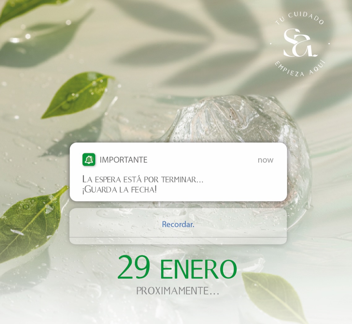 La espera está por terminar.
Cada detalle ya está listo.
Muy pronto descubrirás una nueva forma de cuidar tu piel:
más consciente, más simple, más honesta.
Guarda la fecha.
29 de enero comienza todo. 🌿✨
Seralia está a punto de revelarse.
#Seralia
#CuentaRegresiva
#LanzamientoOficial
#Próximamente
#NuevoSkincare