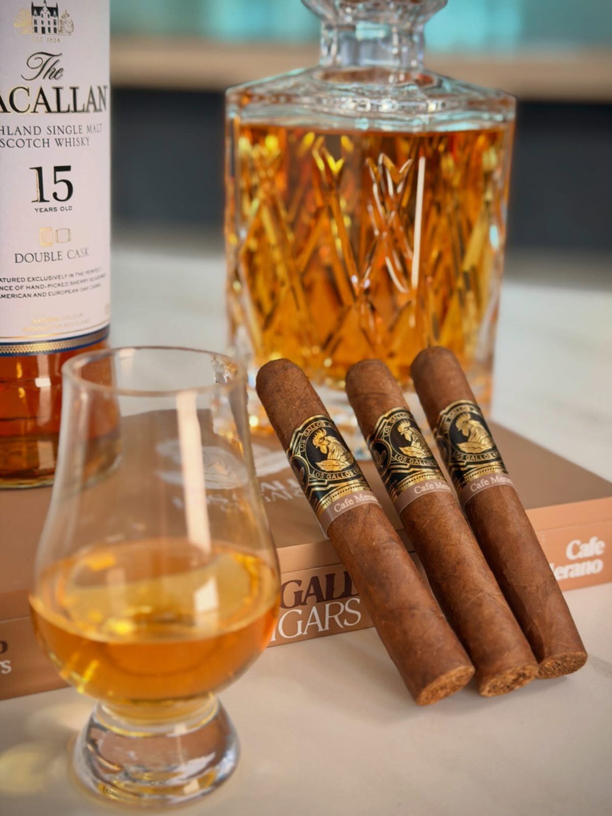 Kicking off our Whiskey Pairing Recommendations:
Speyside single malts are known for their clean malt sweetness, soft oak, honey, orchard fruit, and gentle spice. They carry depth without smoke overload, allowing the cigar’s character to remain front and center.
Café Merano’s role in the pairing:
Habano wrapper delivers warm spice, subtle pepper, and natural sweetness
Condega binder adds nutty undertones, structure, and a refined burn
Together with the whisky:
The malted sweetness of the Scotch echoes the Habano’s natural oils
Soft oak and fruit notes round out the spice, never clashing
The cigar’s smooth finish aligns with the whisky’s long, clean fade
🔥 The magic is restraint. No peat to overpower. No harsh edges. Just harmony between leaf and spirit.
Los Gallos Pairing Tip:
Take a slow sip, then a measured draw. Let the whisky set the stage, then allow the tobacco to build the second act.
Craft meets craft.
Flavor meets intention.
#LosGallosCigars #CafeMerano #CigarAndWhisky #SpeysideScotch CigarPairing HabanoWrapper CondegaBinder PremiumCigars RefinedSmoke