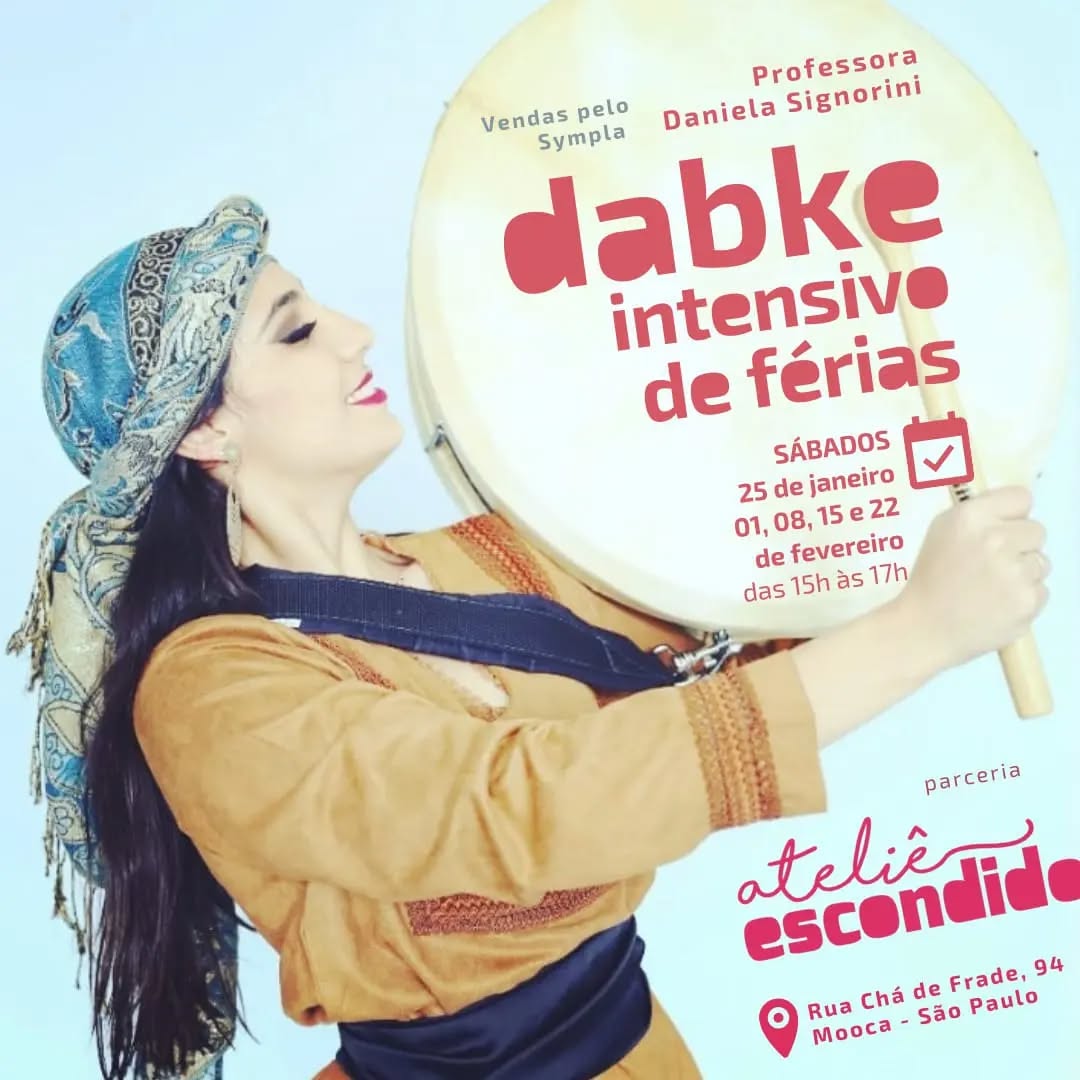 👋
Oi gente!
👁️👁️
Se você sempre teve curiosidade sobre a cultura árabe e deseja se aprofundar na dança tradicional dabke, esta é a oportunidade perfeita!
🎉
O curso "Dabke - Intensivo de Férias" será uma imersão educativa e cultural nos ritmos e movimentos dessa dança cheia de história e energia.
Dabke é uma dança tradicional de origem árabe, praticada em diversos contextos, como comunitários, festivos, artísticos e políticos.
Energética e vigorosa, envolve ritmo, palmas, sapateados, saltos, giros, gritos, entre outros elementos.
O curso é ideal para quem já admira a cultura árabe, para descendentes que queiram vivenciar suas raízes e ancestralidade, para arte educadores, trabalhadores sociais, dançarinos e artistas que queiram se aprofundar nas temáticas que envolvem a dabke, ou mesmo para iniciantes que buscam uma experiência corporal, educativa e cultural transformadora.
✅
*Programa do curso curso "Dabke - Intensivo de Férias"*
25/01 – Dabke Social:
Estrutura, características e desenvolvimento, linguagem corporal de potência e vigor, movimentos e ciclos da liderança
01/02 – Dabke e suas energias:
Variação energética dos movimentos, dos mais lentos aos mais velozes, na liderança da roda de dabke social
08/02 - Dabke Cênica:
Características da dabke tradicional, clássica e contemporânea, aplicadas no contexto de apresentações artísticas.
15/02 - Dabke Baalbackie:
Uma viagem pela cidade, artistas e grupos locais, e os diferentes tipos de dabke praticados
22/02 - Dabke de Resistência:
A Questão Palestina, a dabke de resistência ou de protesto, códigos e símbolos, artistas e grupos locais.
🕐🗓️
*Datas e horário:*
5 encontros presenciais aos sábados
25 Janeiro, 01, 08, 15 e 22 de Fevereiro
Das 15h às 17h
🙎🏻♀️
*Professora:*
Daniela Signorini
@dabkeflux
Especialista em lazer, cultura e educação, fundadora do projeto Dabke Flux.
💰
*Pagamento:*
R$ 330,00
Vendas Whatsapp (11) 98432-5454
Pix – chave nº 37914598801 – CPF
Curso – 5 aulas – 330,00 no PIX
5% de desconto fechando até 22/01 – 313,50
Aulas avulsas – 100,00 no PIX
Serão 10 horas de curso intensivo!
Venha viver essa experiência única e inesquecível!
Vagas limitadas!
😘
