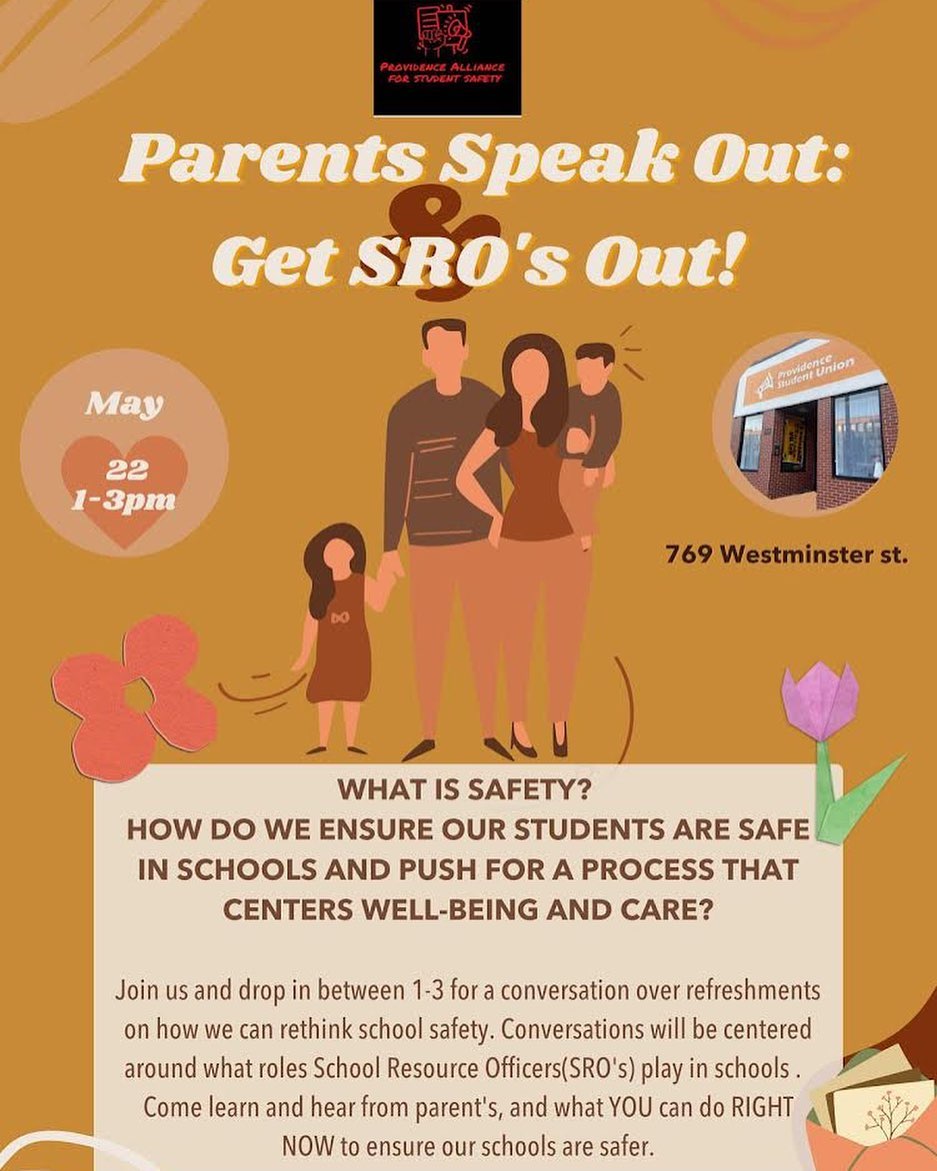 Tomorrow! Join and drop in between 1-3 for a conversation over refreshments on how we can rethink school safety. Conversations will be centered around what roles School Resource Officers(SRO's) play in schools. Come learn and hear from parent's, and what YOU can do RIGHT
NOW to ensure our schools are safer!