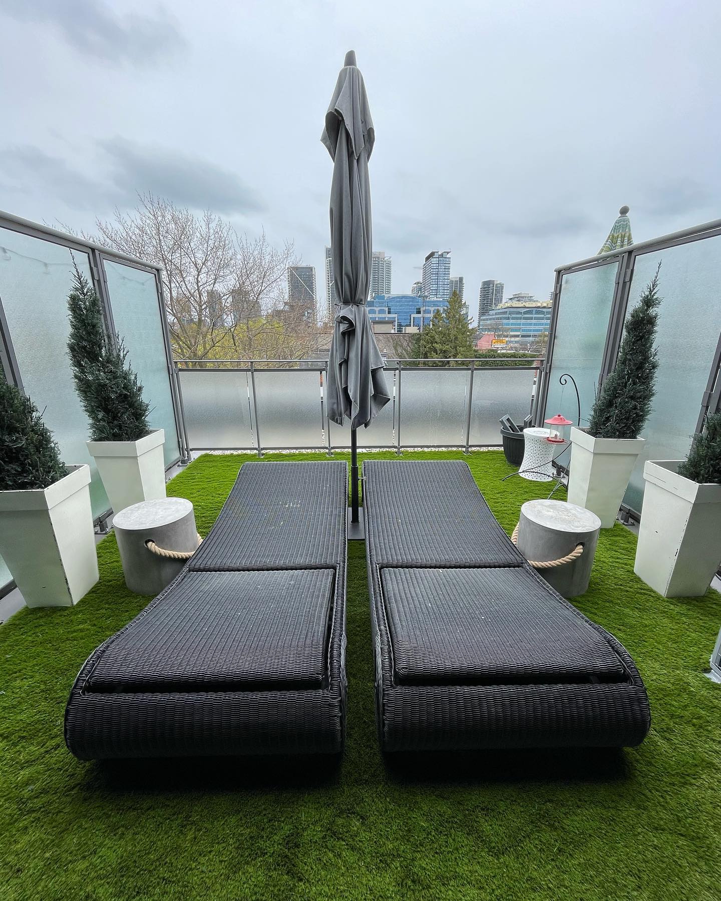 We turf; balconies, patios, decks, concrete, asphalt, rooftops & more! Have an unsightly space? Give us a call & #nevermowagain 🌱