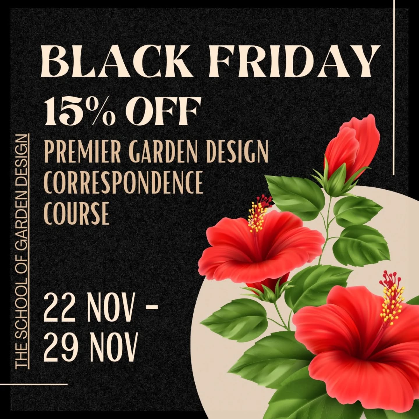 Take advantage of our Black Friday special offer on our Premier Garden Design & Maintenance course, including the Business Skills Package. One week only - 22 - 29 November.
This course is perfect for homeowners wanting to design and maintain their own garden and an absolute must for anyone wanting to work in the green industry, where many income opportunities exist.
Email info@schoolofgardendesign.com or WhatsApp Lindsay on 0824499237 with your name and 'Black Friday', and we'll have the info winging its way to you!
#gardendesign #careeropportunity
#blackfriday #sustainablegardening
#gardendesignplan