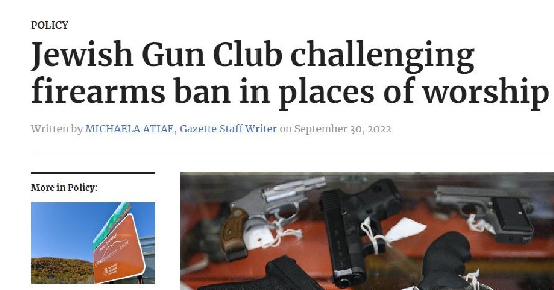 I am proud to challenge this law that criminalizes those legally carrying a firearm in churches, synagogues, and other places of worship..the..law is vague on what constitutes a “religious observance,” making it difficult to understand what is prohibited..