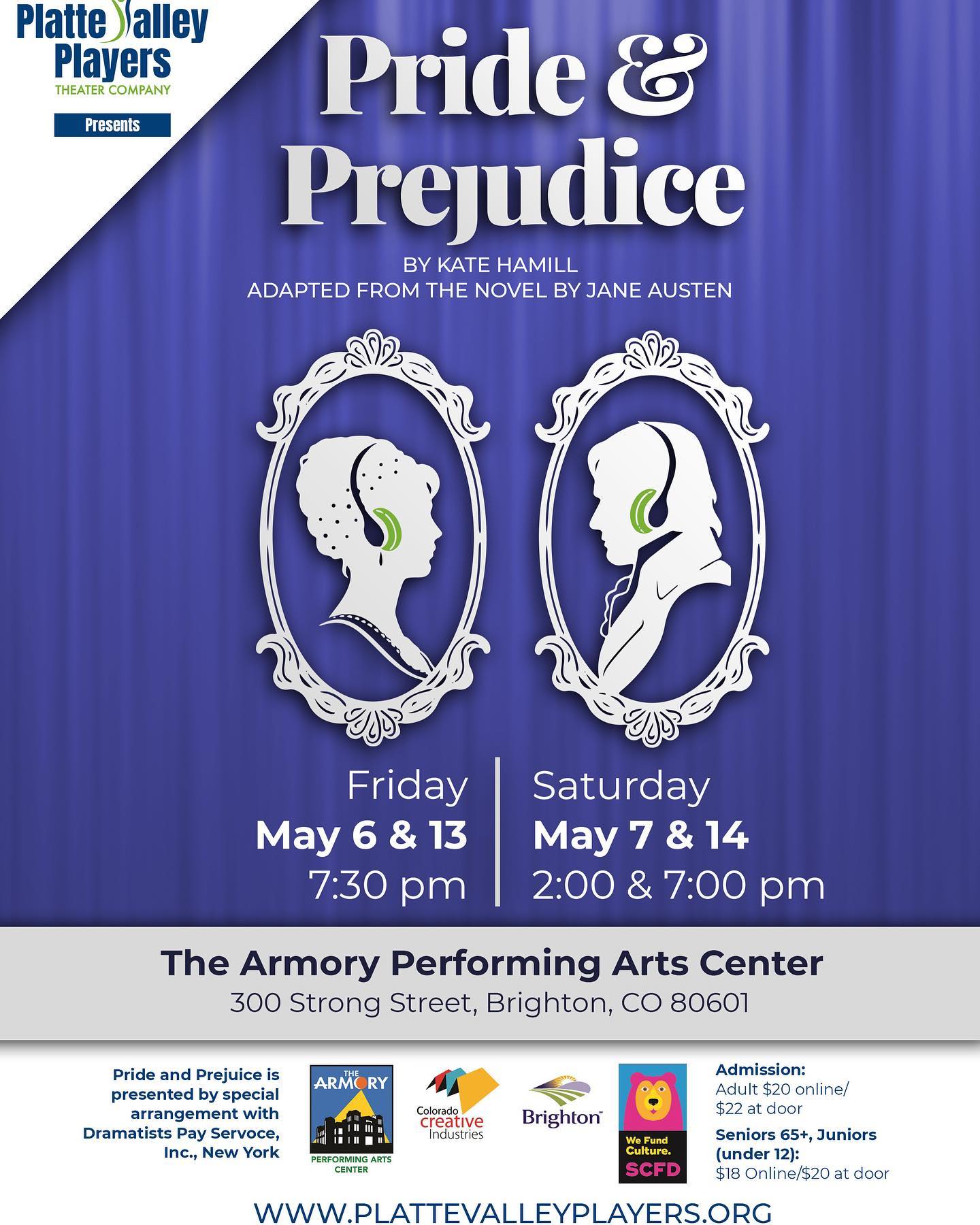 The ultimate love story proving first impressions can be misleading is coming to The Armory 🎠The @plattevalleyplayers will present “Pride & Prejudice” on May 6, 7, 13 and 14. Buy your tickets at www.plattevalleyplayers.org.