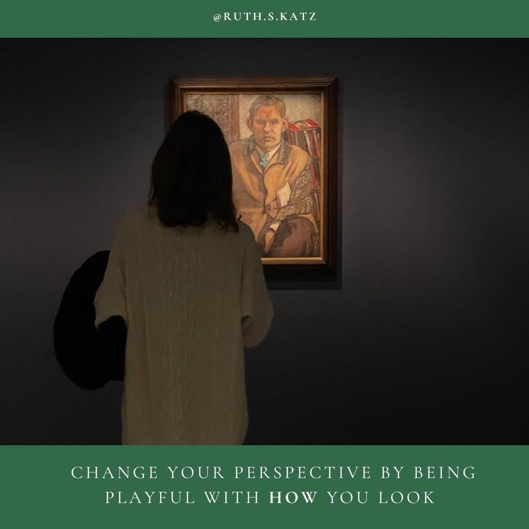 Being playful with how we look at things can help us see them in a different way.
A painting in a gallery is a good example.
Looking straight on will show us certain details, but looking from a different angle will show us something we didn’t see before. Sometimes it’s brush strokes, sometimes a colour that looks different. Sometimes it may be a different thought or feeling we get when we look a little longer.
Trying to sketch what we see would make us see new things yet again, because we suddenly shift our gaze to tiny details we weren’t quite looking at before.
Talking about what we see can give us another layer of perspective, and writing things down - even more.
In my work with clients I sometimes ask them to use their phone camera to film something as they are trying to work through an issue. Trying to think creatively about visually conveying an idea gives us the ultimate new perspective. It helps us lose our self judgment and find our agency.
If you want to try and do that, feel free to contact me.
How can you look at things differently to create a new perspective?
Ruth.
#AliceNeel @barbicancentre
