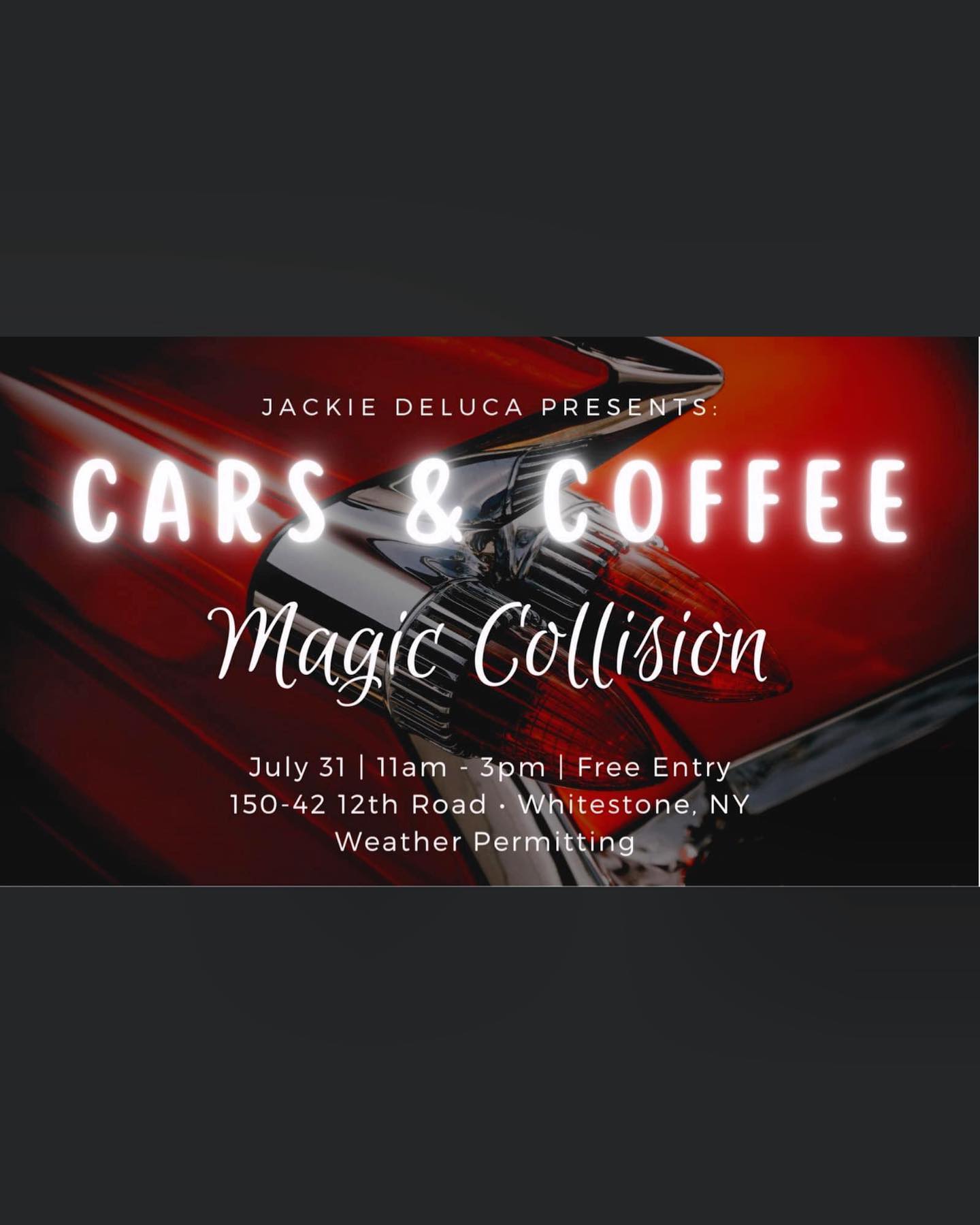 We’re at it again. Bring your car or come hang out. It’s going to be an amazing day. #magiccollisioncenter #whitestone #bayside #queensny #carsandcoffee #hotrodsandmusclecars #classiccars #hotrods #cruiser #everyoneiswelcome #sundayfunday #somethingforeveryone