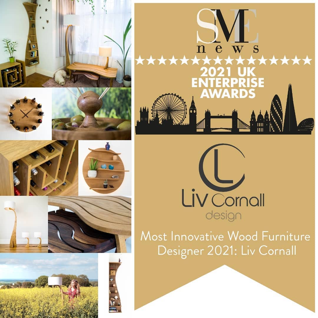 I won an award! 😁 Amazing to win an award for the perfect category, most innovative wood furniture designer ☺️ From the UK Enterprise Awards 2021 hosted by SME News. Yay me! 💛
#awardwinner #proudofmyself #furnituredesigner
.
.
.
.
.
.
#woodfurniture #woodworking #wood #maker #makersmovement #designermaker #handmadefurniture #woodart #woodlighting #uniquefurniture #uniquelighting #awardwinningdesigner #sme #smeawards #innovativedesign #natureinspired #inspiredbynature #biophilicdesign #curvy #smallbusinessgrowingup #smallbusinesspr #femaleentrepreneurs #feminist #intersectionalfeminism #designerhome #craft #brightonbusinesses