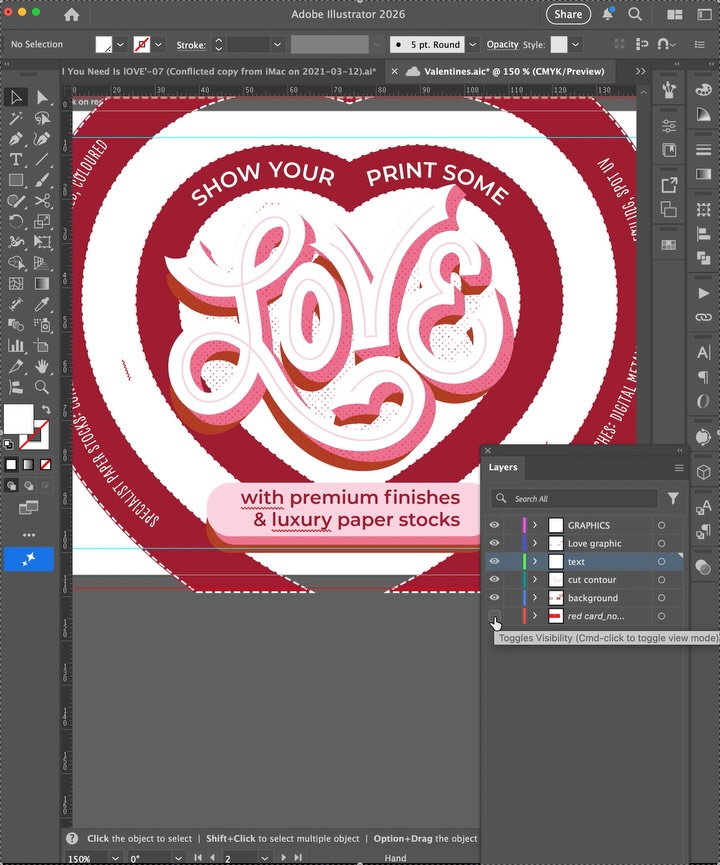 🔥♥️ How to amplify love ❤️🔥
Whoever, or whatever it may be, a little special attention goes a long way!
Using our white ink, setting up a print file is like writing a secret message, with the reveal only fully seen on production. The red background is not meant for printing; we’ll be using coloured card instead. In #adobeillustrator we can toggle the red layer on and off so it appears only as a visual guide and does not appear in the final print.
Do get in touch if you’d like help or advice with adding a little extra to your next print design.
#minuteman #minutemancambridge #printdesign #printing