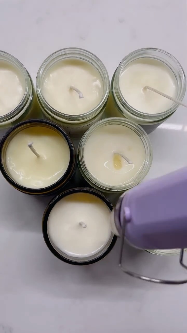 Soy wax is usually not smooth when poured and often has tunnels. 🫣
While it is possible to make them smoother by pouring at lower temperatures, in general, soy wax is notorious for curing the way you see in the video.
The fix? Heat guns. This is a must when it comes to candle making.
Even if you are using a wax that does cure smoothly, there can still be hidden holes/tunnels you may not see at the surface.
#smallbusiness #soycandles #crueltyfree #onlineshopping