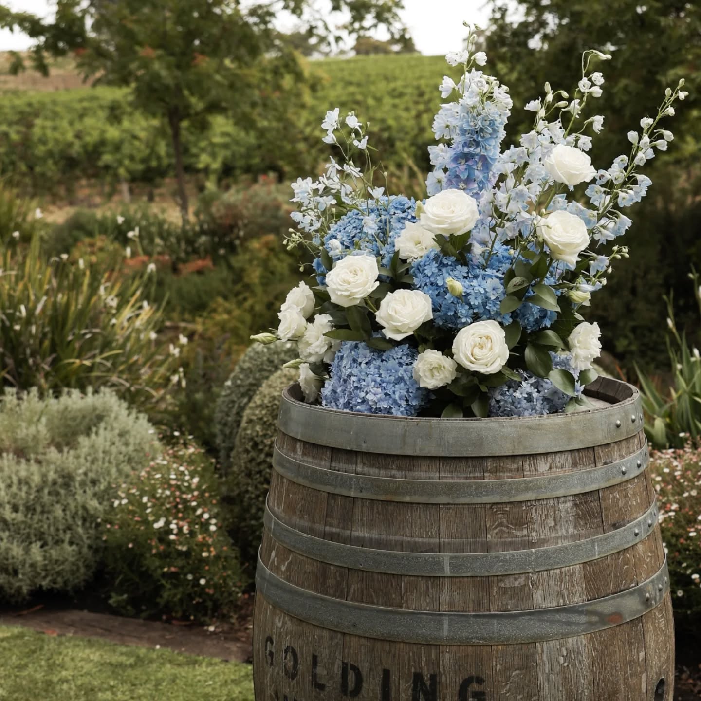 Something blue 💙
At @goldingwines_weddings
📷 @takeus_withyou
#hydrangeas #roses #delphinium #bluewedding #pantone