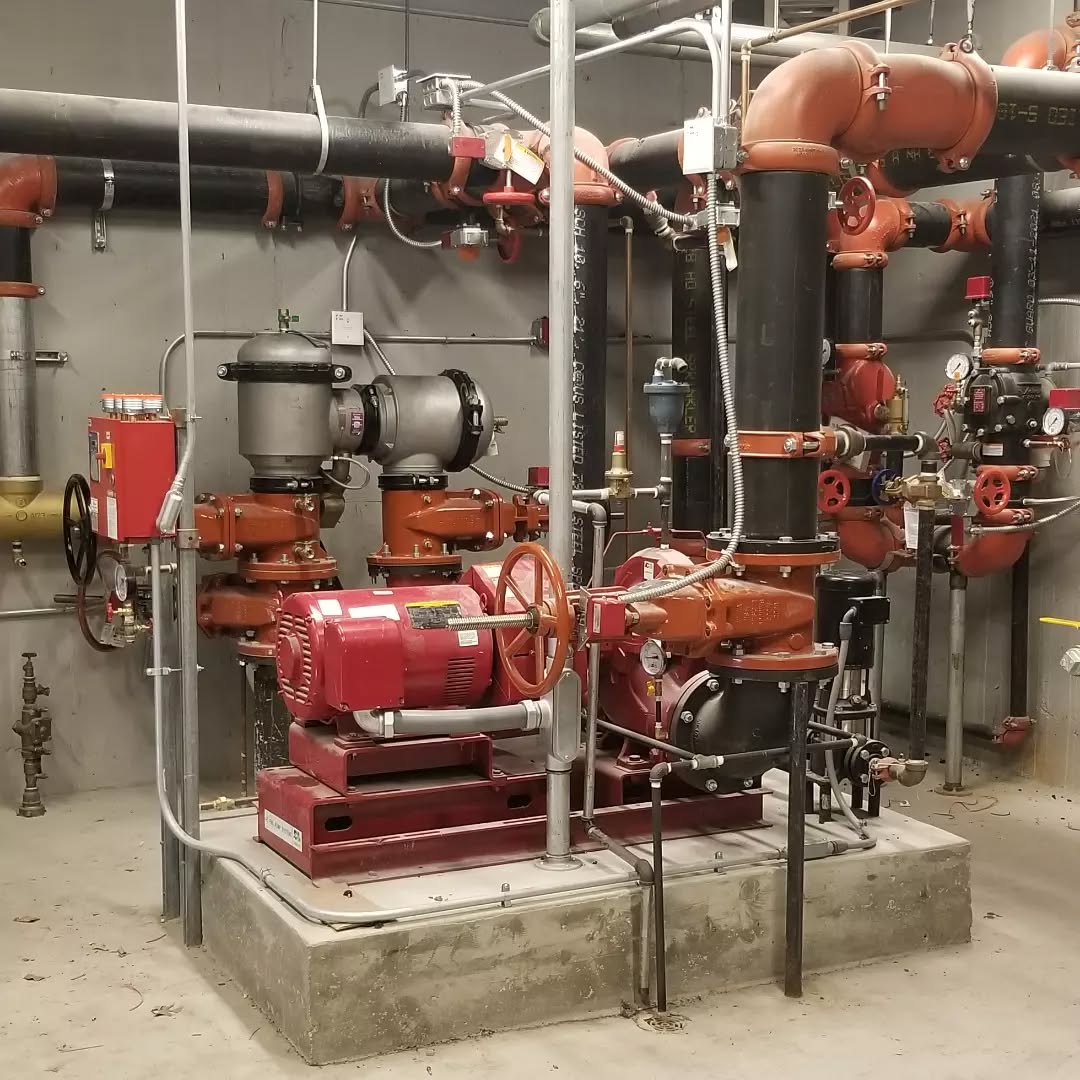 New pump install at Bayshore apartment building #firesprinklers #firesafety #firepump