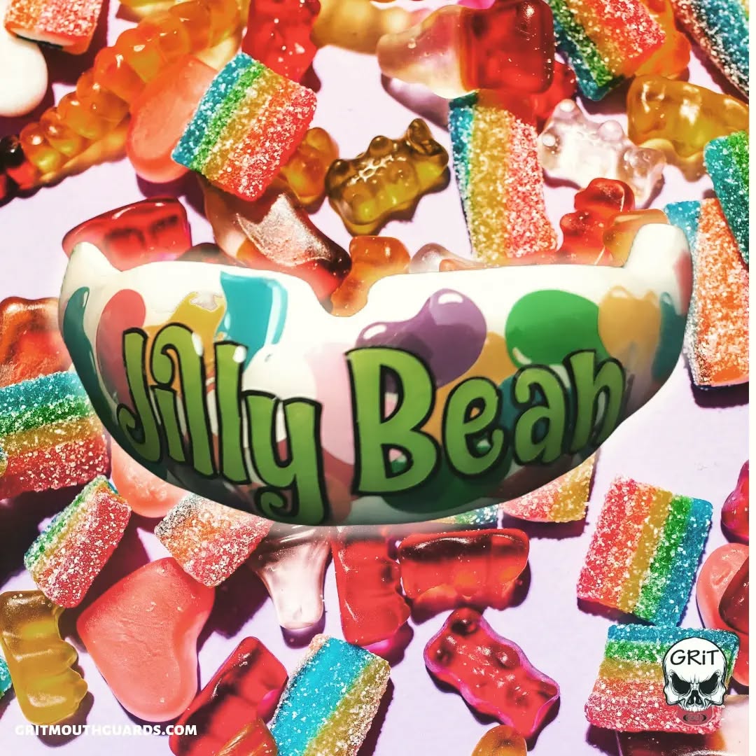 Jelly beans custom mouthguard, created for the one and only Jillian Decoursey! #gritmouthguards #jellybeans #mouthguards #mouthguard