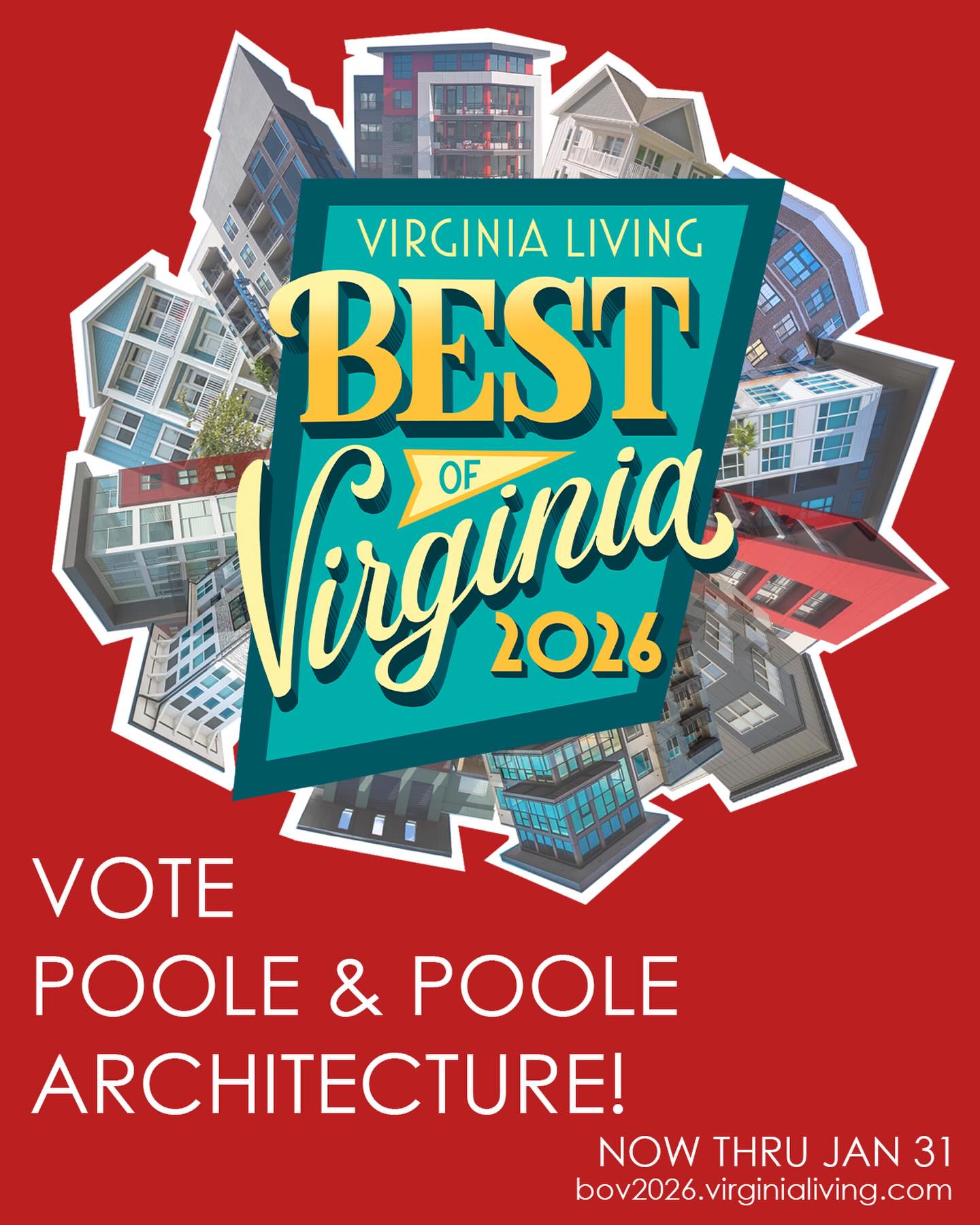 👉LAST WEEK TO VOTE!!! Please visit the link and vote Poole and Poole Architecture for Best Architecture Firm in Central Virginia in Virginia Living’s Best of Virginia competition. Thank you for your support! https://bov2026.virginialiving.com/
