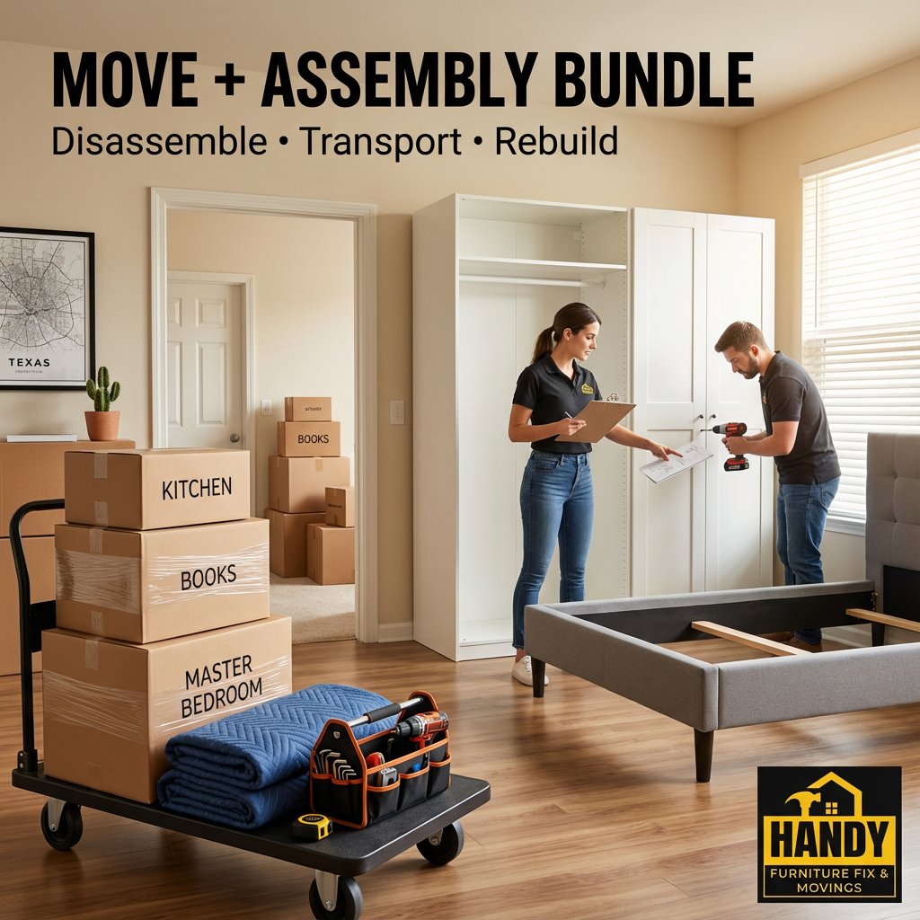 Why hire two teams when one does it all? 🏡
We disassemble at your old place, transport everything safely, and rebuild it perfectly in your new space.
No juggling schedules. No extra costs. Just one call, one crew, one seamless day.
Book your Move + Assembly Bundle today. 📞
945-257-4916
www.handyfurniturefix.com