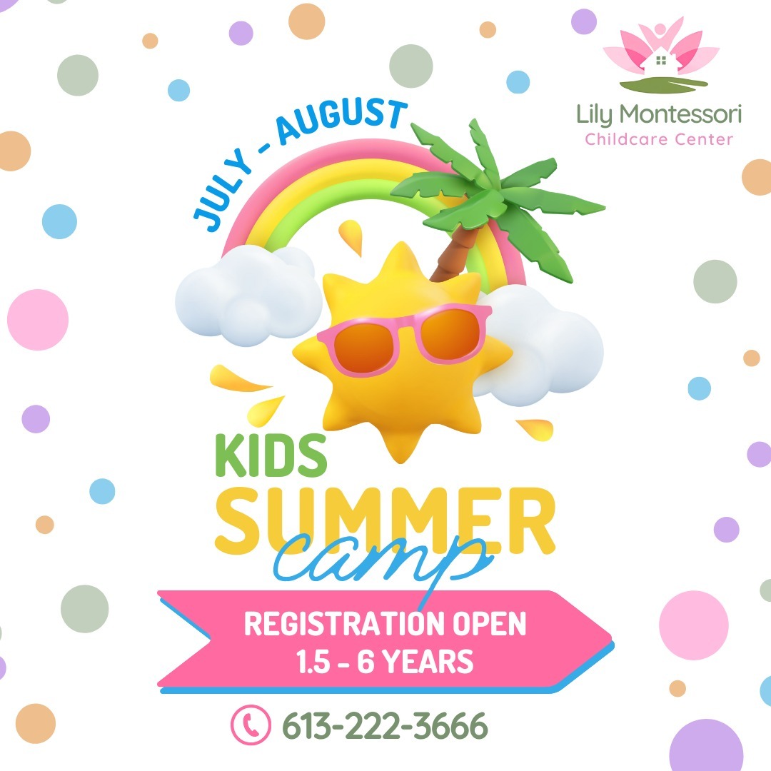☀️🎉 Summer fun is just around the corner at Lily Montessori Childcare Center! 🌴🌈 Our Kids Summer Camp for ages 1.5 to 6 is packed with exciting activities, new friendships, and endless adventures. 🌟✨
Don't miss out on giving your little one a summer to remember! 🌞💕 Call us at 613-222-3666 or visit our website www.lilymontessori.net to learn more and secure your spot today. 📞💻
Let's make this summer magical together! 🥳🌼
#KidsSummerCamp #MontessoriMagic #SummerFun #EnrollNow #HappyKidsHappyParents