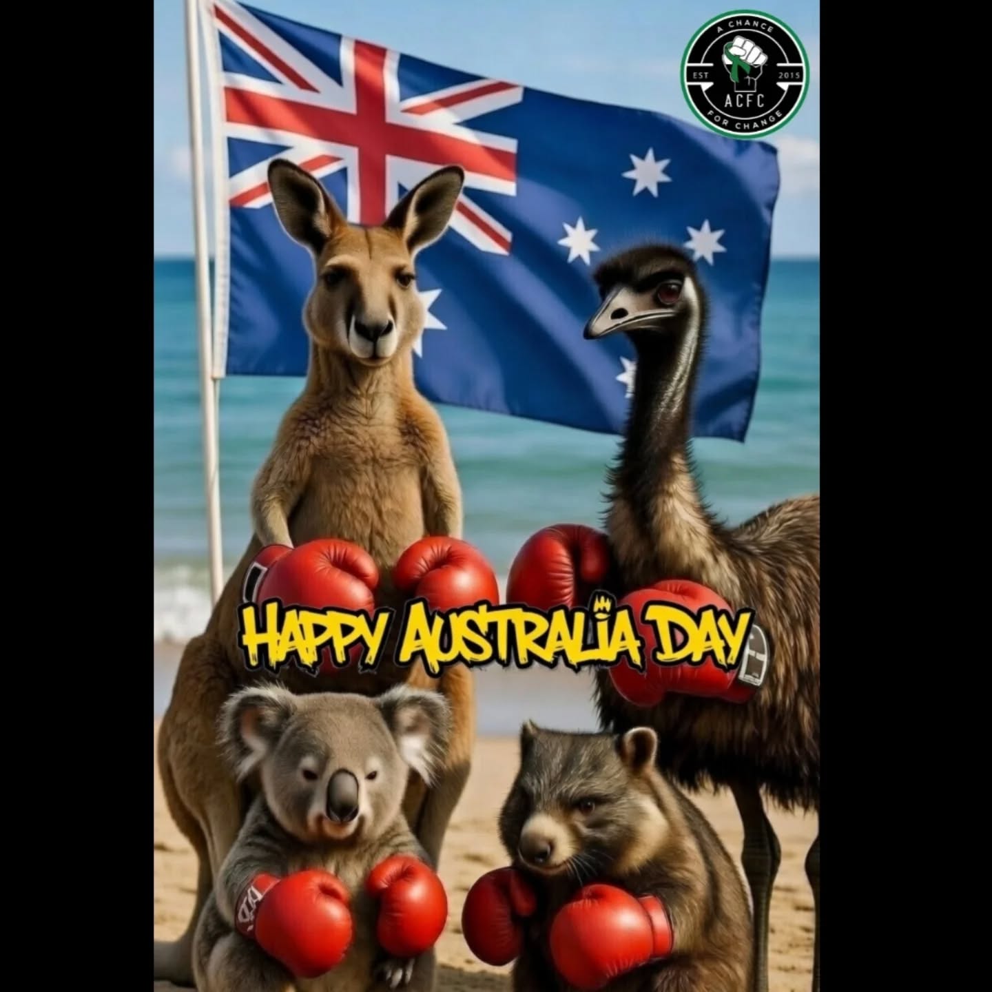 Happy Australia Day, legends! 🇦🇺🥊
Today we celebrate this incredible country we call home – the land of endless beaches, tough-as-nails spirit, and wildlife that can kill us at every corner lol.
But the honest truth is, the last few years have been bloody tough on all of us. We've felt the strain: skyrocketing cost of living, a housing crisis locking young Aussies out of the dream, government policies putting extra pressure on rentals, roads, and services, and a growing sense that our voices aren't being heard the way they should. We've become more divided than ever – left vs right, one group against another. It's exhausting and taxing on all of us, and for too many blokes, that weight has turned into something heavier: isolation, the black dog, and silent struggles that no one sees.
At ACFC we know the stats hit hard: men are taking their lives at alarming rates in this country, often because we've been taught to tough it out alone. But Australia Day reminds us we're not alone – we've got mates, we've got families, and we're all in this ring together.
As always, let's keep checking in on our mates. If someone's quiet, ask twice. If they're hurting, remind them it's okay to reach out. You're not weak for struggling; you're human. Help is there – reach out to a brother or call Lifeline on 13 11 14.
Because Australia IS amazing. Our beaches, our bush, our people – it's worth protecting, fighting for, and healing together.
So if you raise a cold one today, remember: we're all in this together. Speak up, reach out, back each other – and let's make sure no bloke feels like he's fighting alone.
Happy Australia Day from all of us at **A Chance For Change**. 💪🇦🇺❤️
If you're struggling, please talk to someone. You're worth it. SPEAKING UP IS MANNING UP! #SPEAKINGUPISMANNINGUP 💚 #AustraliaDay #albokini #AustraliaMentalHealth