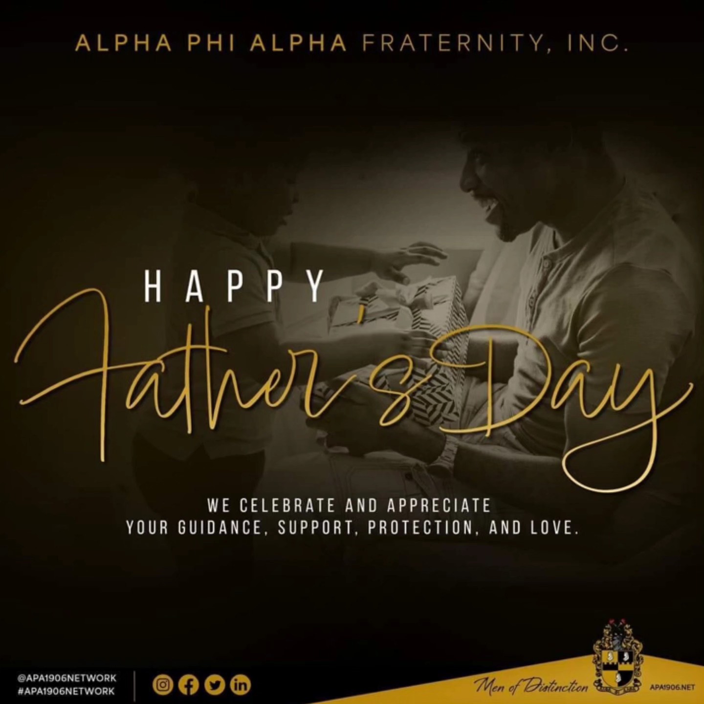 Happy Father's Day from the Epsilon Lambda Chapter of Alpha PhiAlphaFraternity, Inc!
That includes all the Fathers, Step and Bonus Dads, as well as Spiritual Leaders, Mentors and Coaches that are Father figures to our youth. Though this is a specific day in which we honor and celebrate Fathers, know that your love, dedication, compassion, mentorship, guidance, and support are greatly appreciated everyday!
#EpicΕΛ #Epsilonlambda1919 #AlphaPhiAlpha #STLAlphas