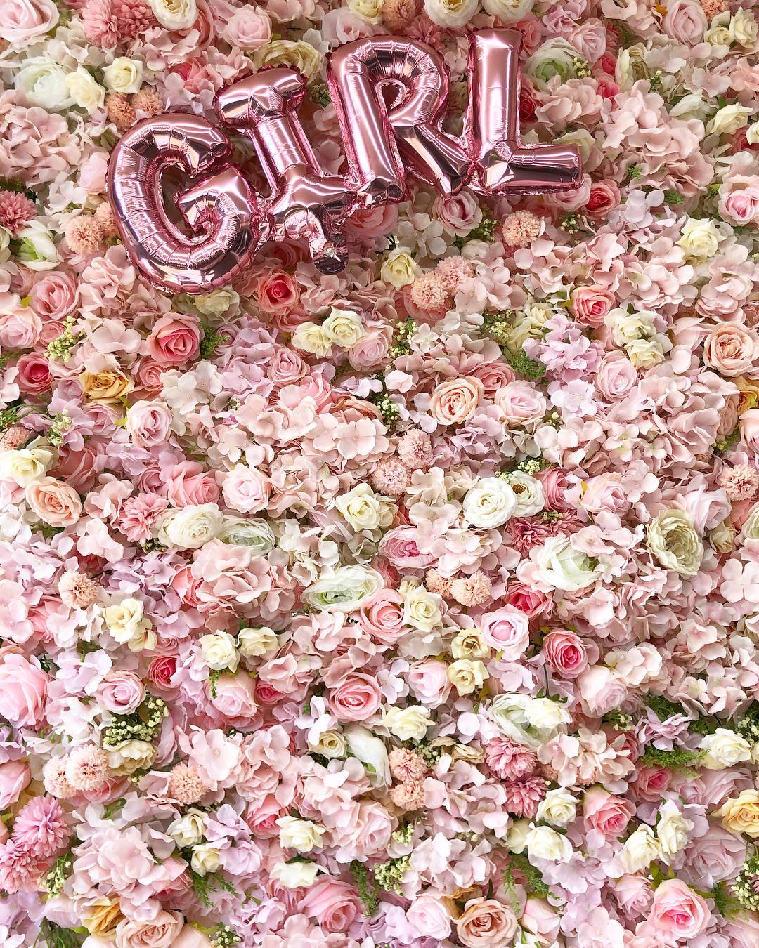 Our Pink Blossom flower wall for a baby shower over the weekend