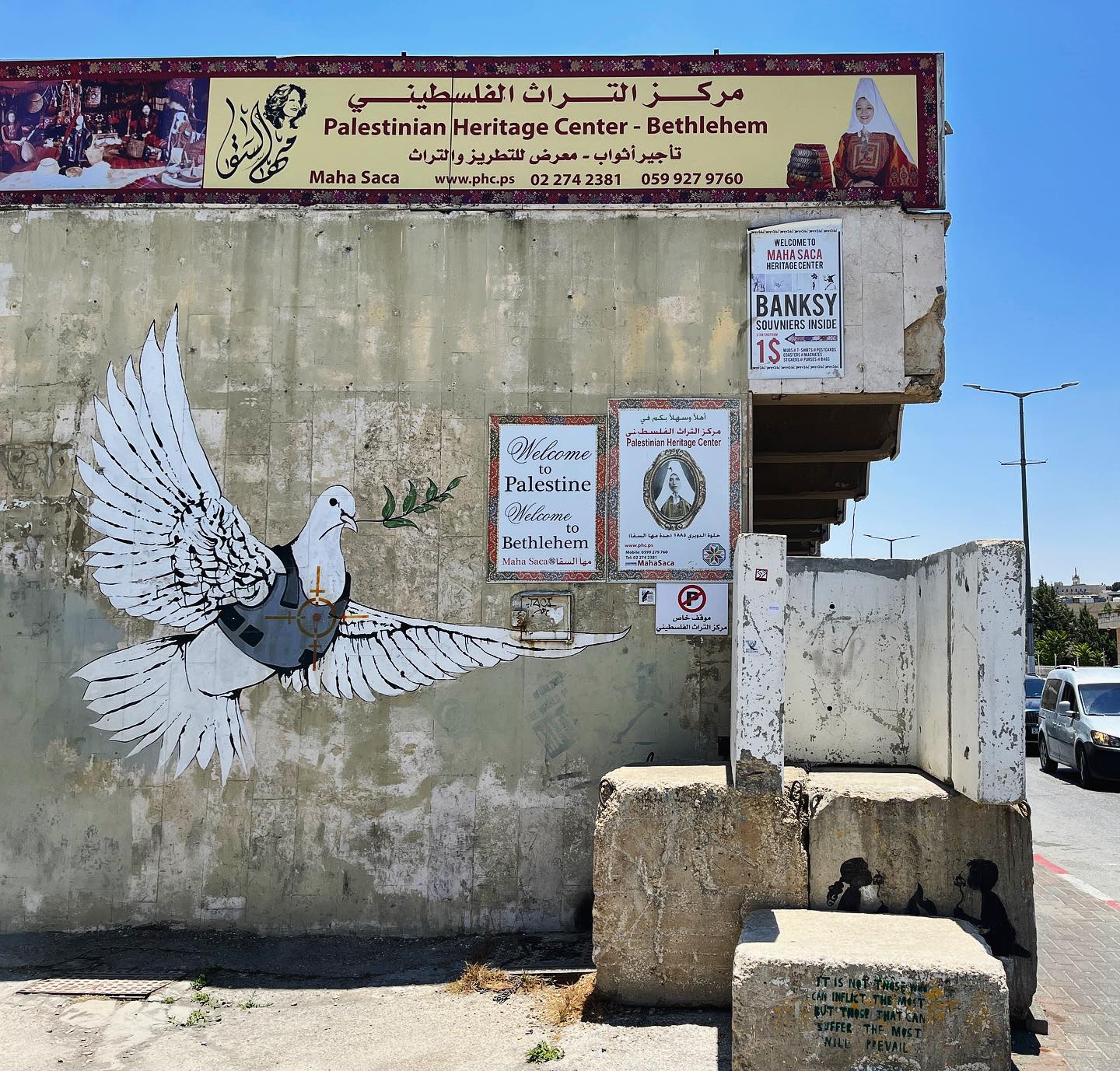 Armored Dove 🕊️ See it for yourself on a self guided Banksy tour in Bethlehem, Palestine. Details 👉🏼nextstopweekendnyc.com
#israel #palestine #westbank #travelpalestine #bethlehem #travel #travelitinerary #wandetrlust #travelblogger #traveler #streetart #graffiti #middleeast #picoftheday #travelphotography #travelpics #tourist #travelgram #photo #photography #photooftheday