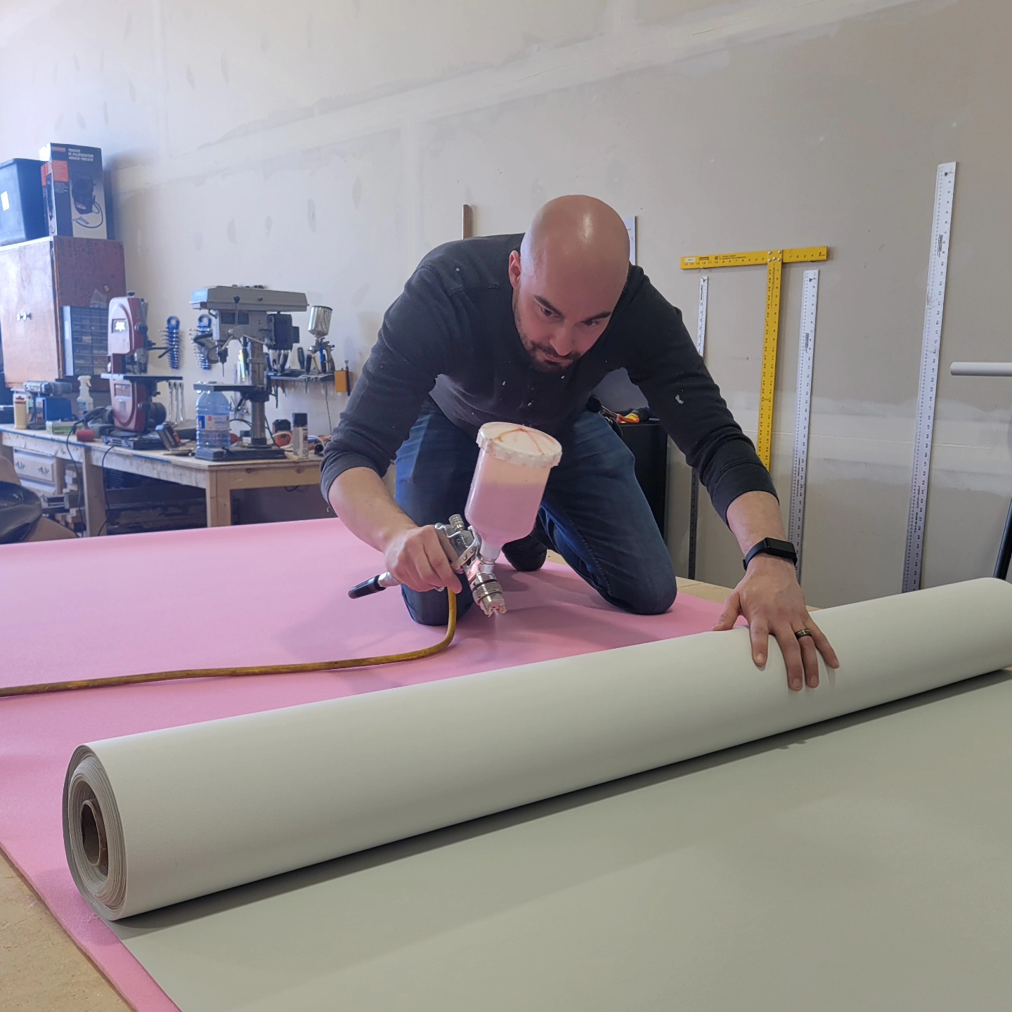 Laminating vinyl to sew foam—step one in creating custom boat seats that are built to last.
This process bonds the fabric and foam together for added durability, smoother contours, and that clean, professional look our marine clients expect.
Boat cushions take a beating from sun, water, and wear. We make sure they’re up for the challenge.
Need to refresh your boat seats this season?
Give us a call at (587) 800-4888 or visit EleganceUpholstery.ca.
#EleganceUpholstery #BoatSeatRepair #MarineUpholstery #SewFoam #CraftsmanshipInProgress #CustomUpholstery #AlbertaBoats #LethbridgeBusiness