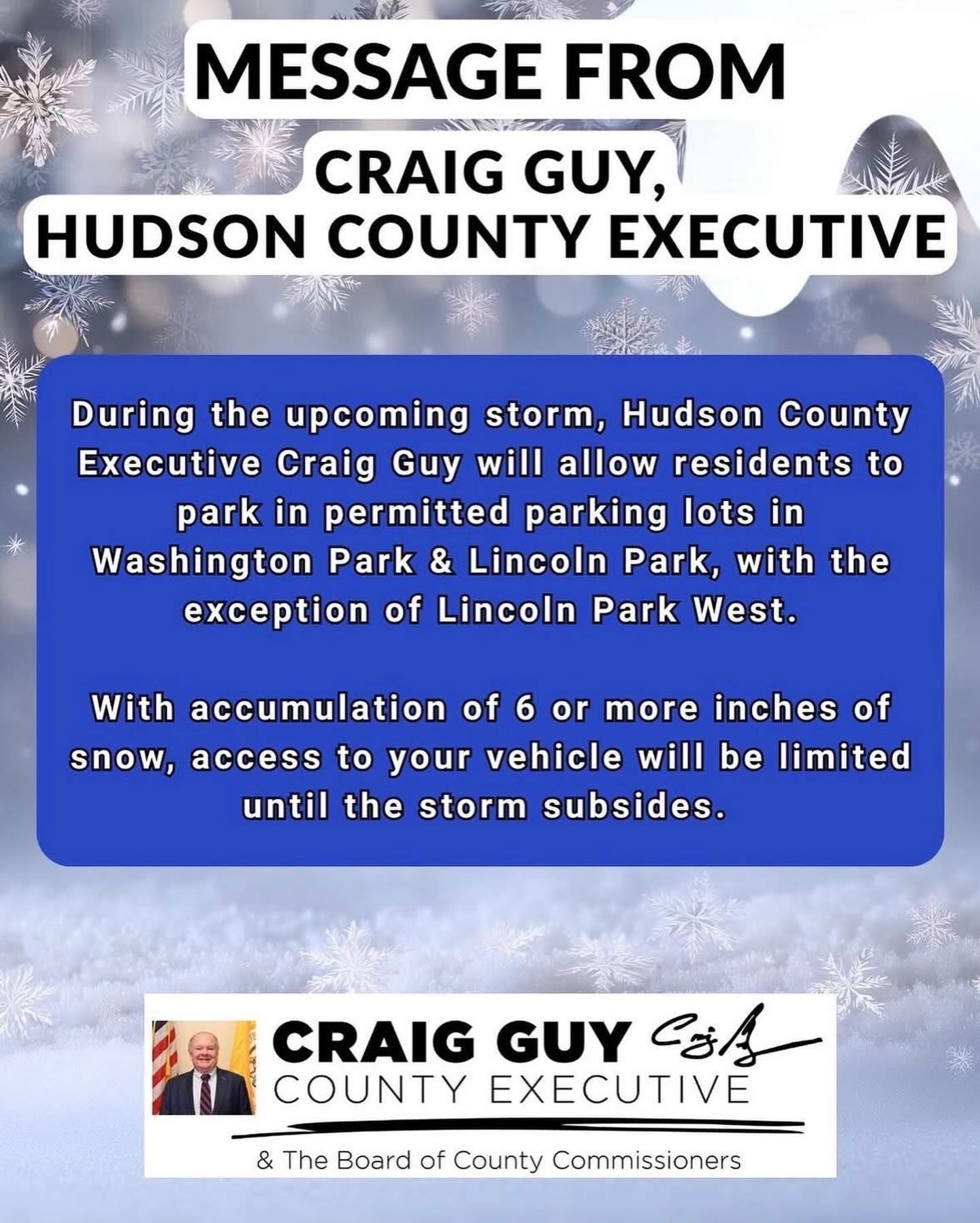 ❄️🚨JERSEY CITY SNOWSTORM ALERT ❄️🚨Parking is permitted in lots in Washington Park & Lincoln Park, with the exception of Lincoln Park West.