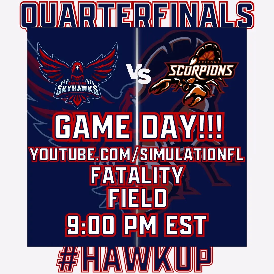 It's #GameDay and it's a rematch of week 10 where backup QB Chee Z Pizza nearly pulled off the upset of the year over 2nd seed @sfl_arizona The #SkyGang is ready for revenge. #HawkUp #NoOneOutPizzasTheHawks #WeWantTheSmoke
