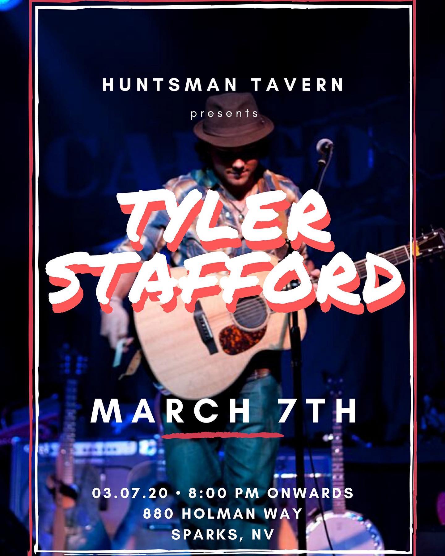HUNTSMAN TAVERN TONIGHT! Come check out this new spot in Sparks and enjoy the extensive beer selection and fine cocktails with a side of music. Starting at 8! #tylerstafford #tylerstaffordmusic #renosparks #wilbornguitars #shubbcapos #kksound #goodmusic🎶