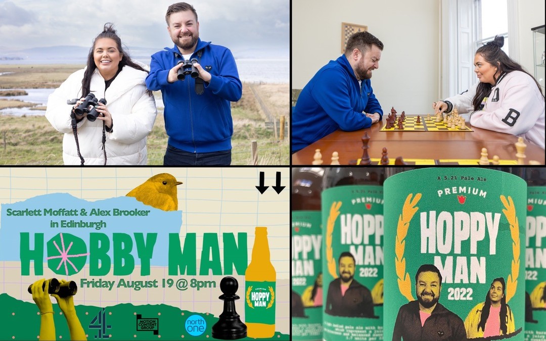 Alex Brooker & @scarlettmoffatt visited Edinburgh Chess Club to learn and play chess! Tune in to Hobby Man on @channel4 at 8pm to see how they got on.