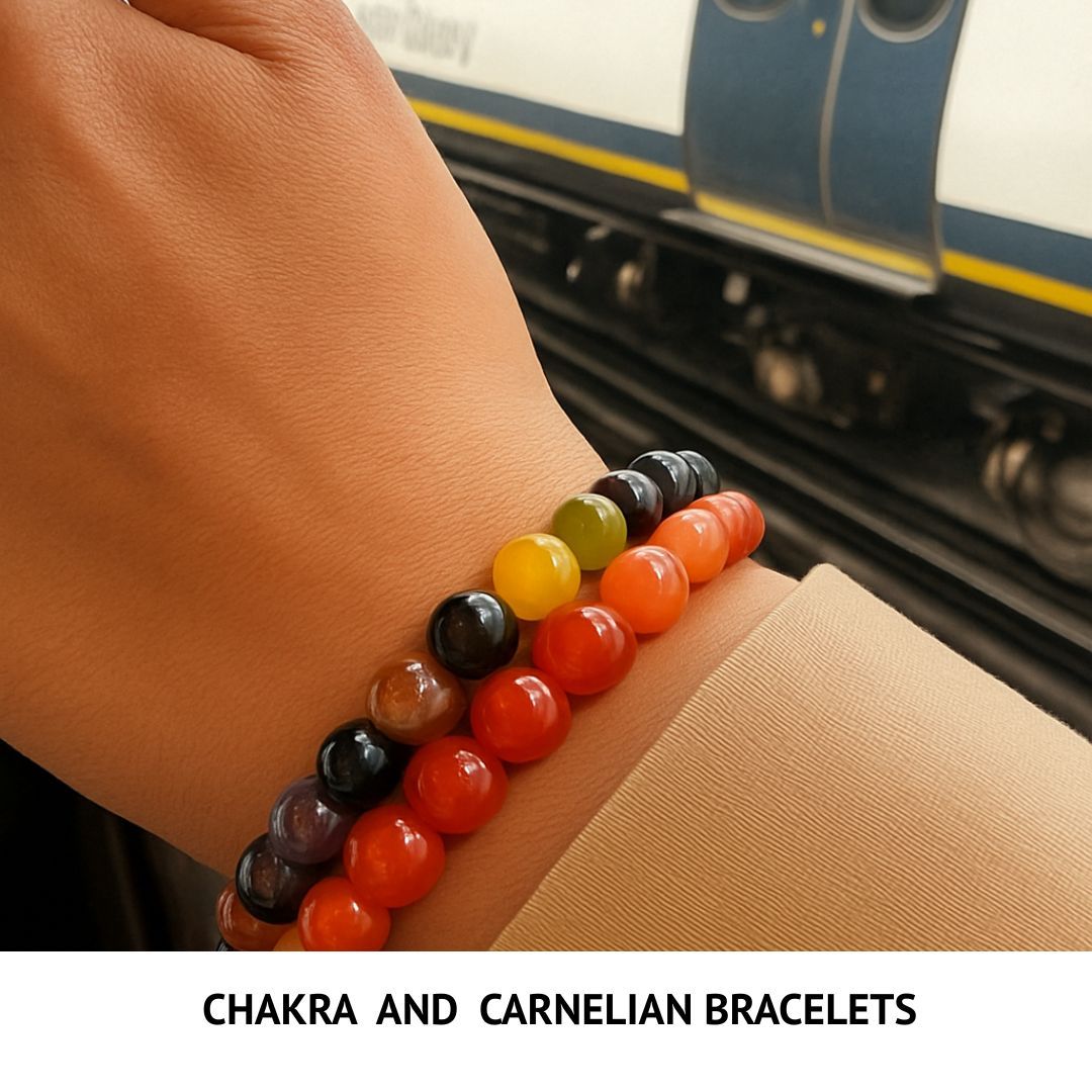 The Chakra bracelet brings balance to your entire energy system, helping you harmonize mind, body, and spirit. Each vibrant stone corresponds to a chakra, guiding you to release blockages, embrace clarity, and nurture the flow of energy throughout your day. Wear it as a ritual — a gentle nudge to check in with yourself, breathe, and realign whenever life gets hectic.
The Carnelian beaded bracelet is all about courage, creativity, and motivation. Carnelian ignites your inner fire, helping you take bold steps, speak your truth, and move forward with confidence. Together, these bracelets are more than jewellery — they’re intention made tangible.
Stack them, wear them alone, or pair them with your favourite Mango Luxe pieces. Let each stone support the life you’re creating, reminding you daily that growth, passion, and balance can coexist beautifully.
#ChakraBracelet #CarnelianEnergy #IntentionalJewellery #MindfulStyle #EnergyAlignment #WearYourIntention #DailyRituals #GemstoneHealing #LuxuryWithMeaning #MangoLuxe