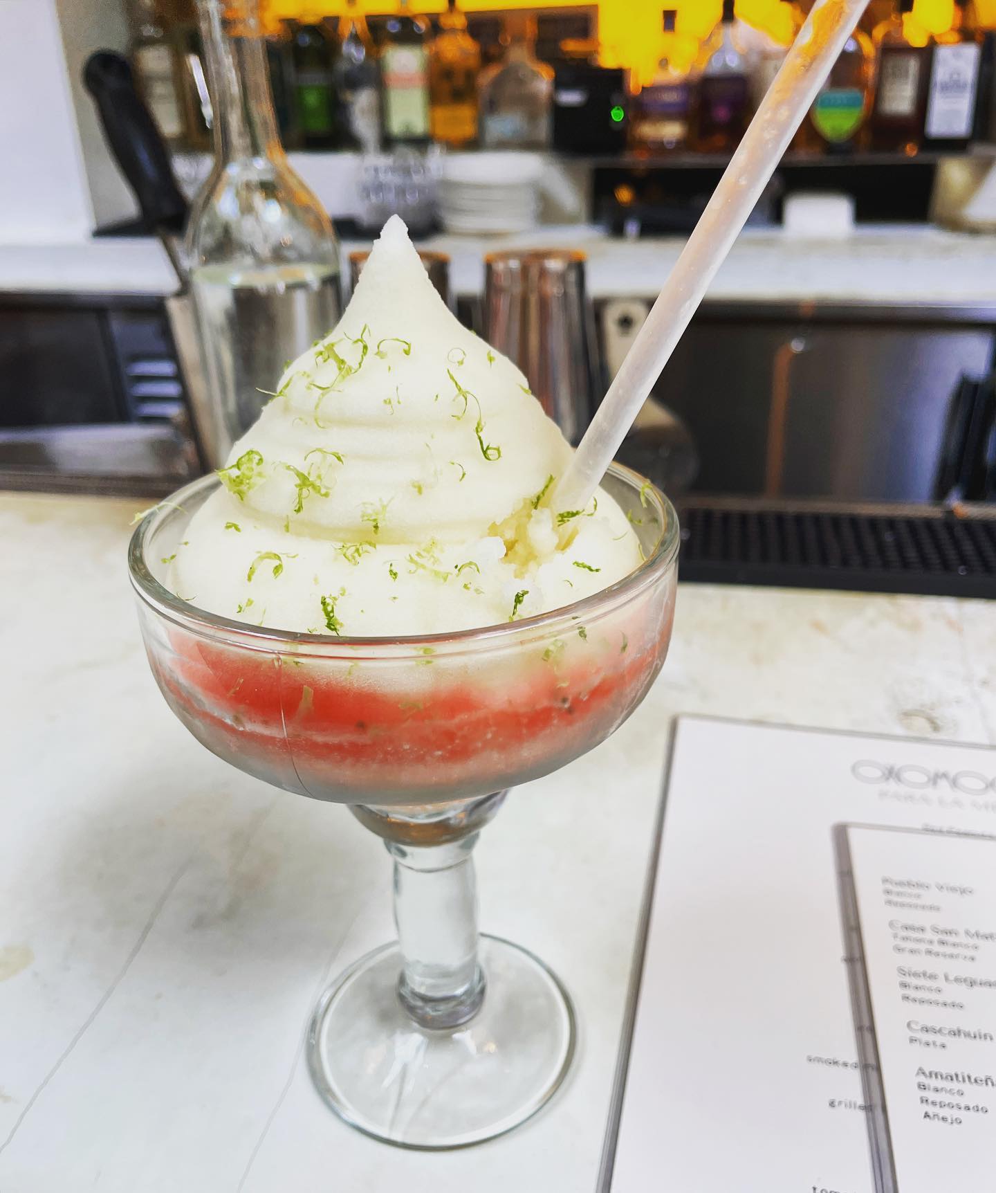RECUERDAME 🍹#mezcal, rum fire, coconut with carmelized pineapple #cocktail #margarita #nyceats #nycdrinks #frozenmargarita #nycbucketlist