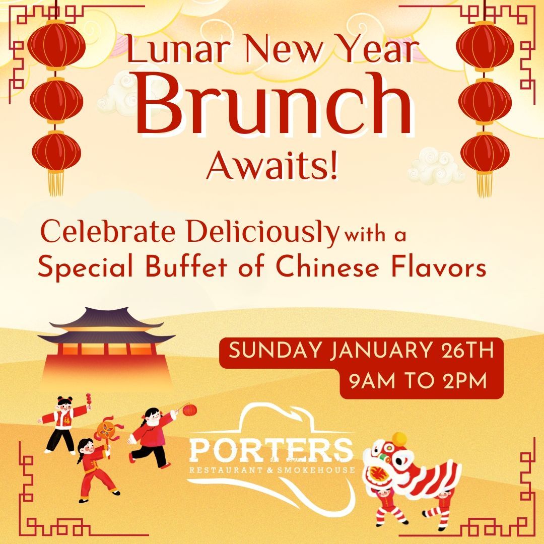 Celebrate Deliciously with Porters’ Special Lunar New Year Buffet! 🎉✨
Join us SUNDAY JANUARY 26TH from 9AM to 2PM for a festive brunch featuring a delectable spread of Chinese-inspired favorites crafted to honor the flavors and traditions of the season. 🥢🍜