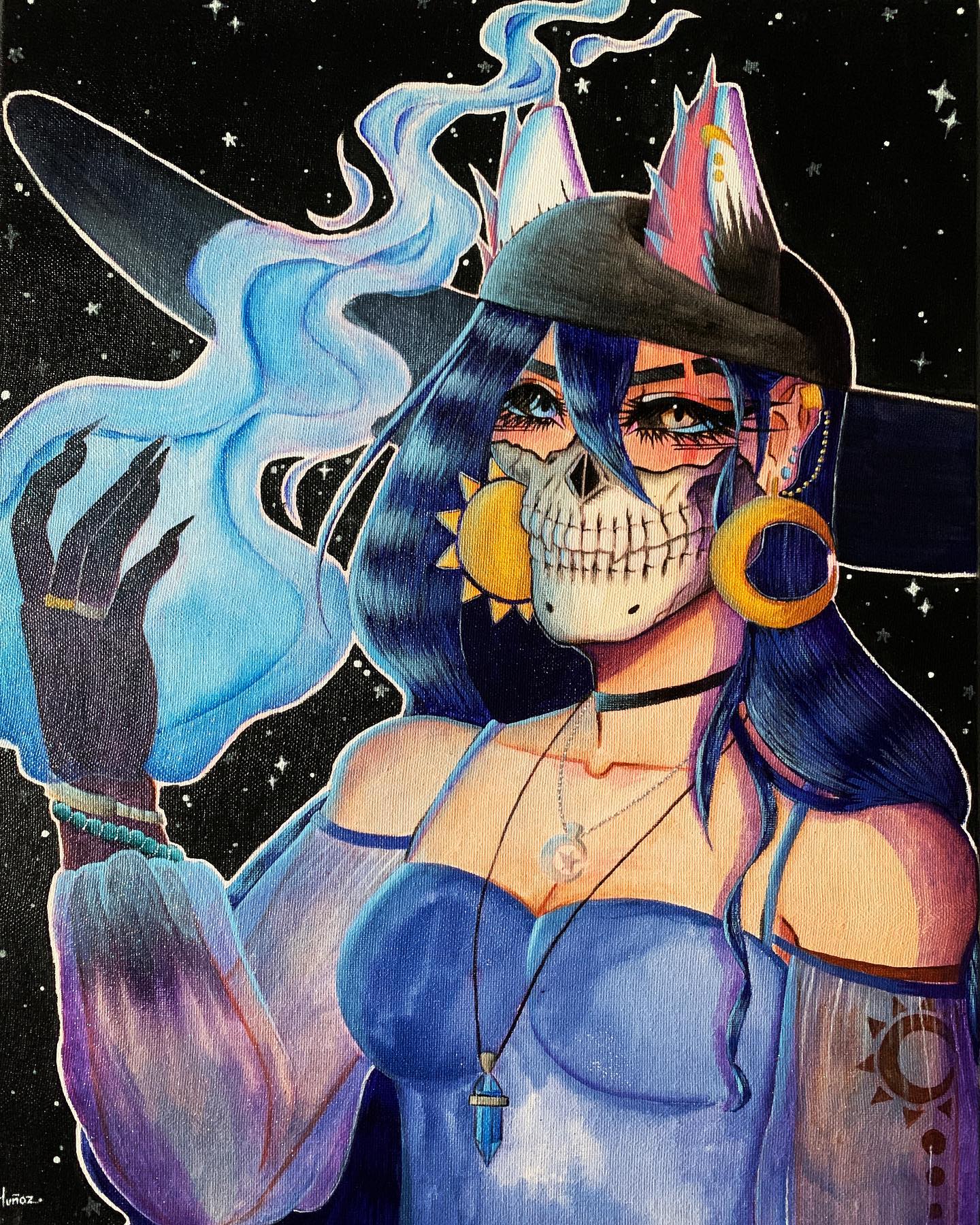 Final drawing of Design I🎨
-
Gawd ok soo this is the same concept as the last post I decided to so the usual since I stepped out of my comfort zone throughout the semester but with this one I stepped out of my comfort zone in the medium and canvas. This is a big canvas which is the first thing I wanted to beat since I always draw so small. 2) I completely did this in acrylic which was soooo much easier than gouache. 3) I missed drawing jay during this hiatus so I did it for fun 4) if I keep working with canvases and acrylic I thought damn this would be cool for me to do commissions but tbh idk how to do the pay thing yk
-
I decided to draw jay as my spirit animal/alter ego/ avatar because in a way I always portray her as something part of me wants to be her or in a way she’s the embodiment of my confidence. She’s my baby, I’ve had her since the 7th grade and she’s my comfort whenever I have trouble expressing my feelings so usually I draw her to express those feelings.
-
#oc #acylicpainting #liquitex #liquitexpaint #moonandsun #witch #canvas #canvaspainting #art #artwork #artist #traditionalart