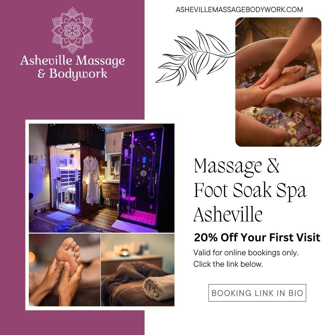 New Client Exclusive: 20% OFF Your First Booking!
Our seasoned team is committed to ensuring your visit is nothing short of extraordinary. We're thrilled to introduce this exclusive offer for all new clients!
Book online using the link in our bio and enjoy a fabulous 20% discount on your first appointment.
Whether you're looking for a relaxing massage, invigorating foot soak, or a detox with our sauna & steam shower, we've got you covered. Our experienced team is dedicated to making your visit with us unforgettable. ✨
Don't miss out on this opportunity to treat yourself to a well-deserved escape. Tag a friend who deserves a little self care, and let's make this a spa day to remember!
Click the link in Bio to Schedule today!
#NewClientOffer #OnlineBooking #SpaDay #PamperYourself #SelfCare #MassageAsheville #AshevilleMassageBodywork #BookNow #LuxurySpa #RelaxationGoals #WellnessJourney