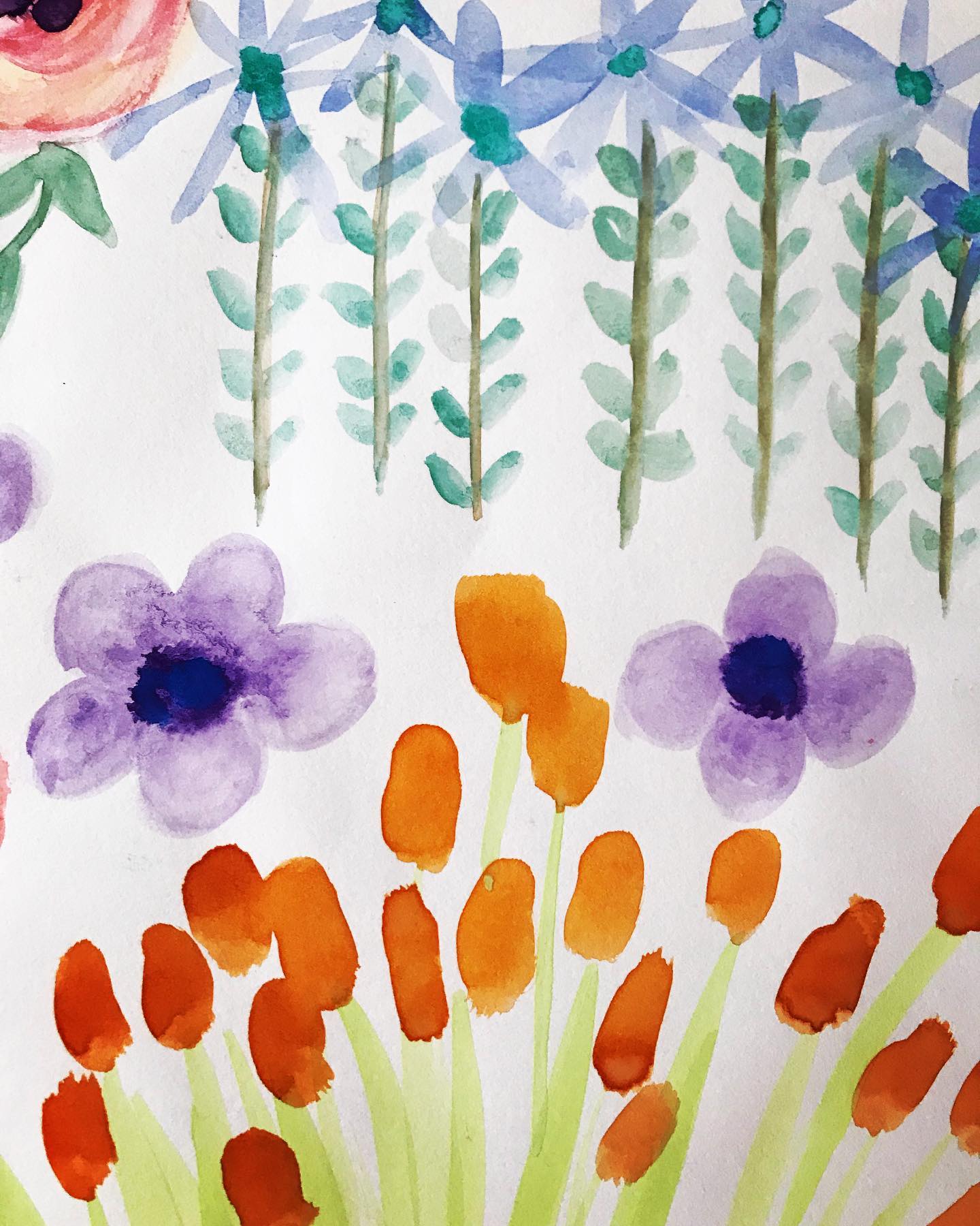 A collection of flowers #color #stems #petal #bloom #spring #paper #paint #textile.