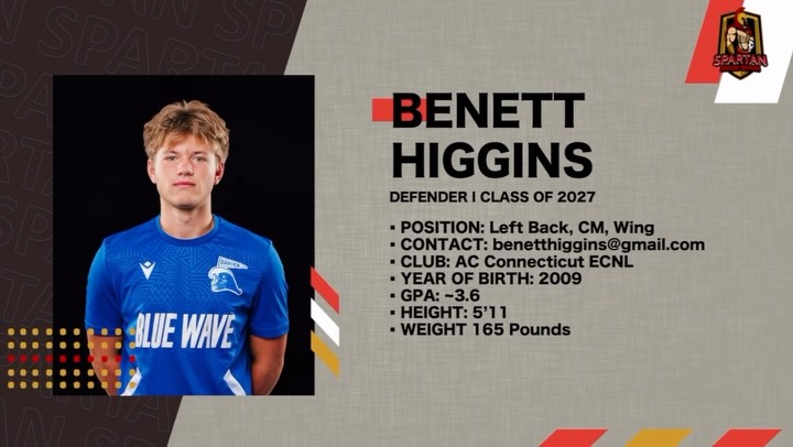 Benett Higgins highlight video out now 🇺🇸⚽️
Via @spartan_soccer_school
2009 born left back out of AC Connectiut ECNL. Fantastic athlete, can run for days and has an excellent top speed. Strong ability to cover ground and keep up with fast attackers to put in a tackle or prevent a cross into his box. On the ball, he uses his speed and power to drive into central areas from out wide. Difficult to stop, beats first line of pressure before punching the ball back out wide once he approaches the oppositions back line. Good in the air, and strong into a standing tackle. Fantastic 1v1 defender and shows good ability to connect forward passes and set his body up to play forward during build up. Will be a solid university player in the future.