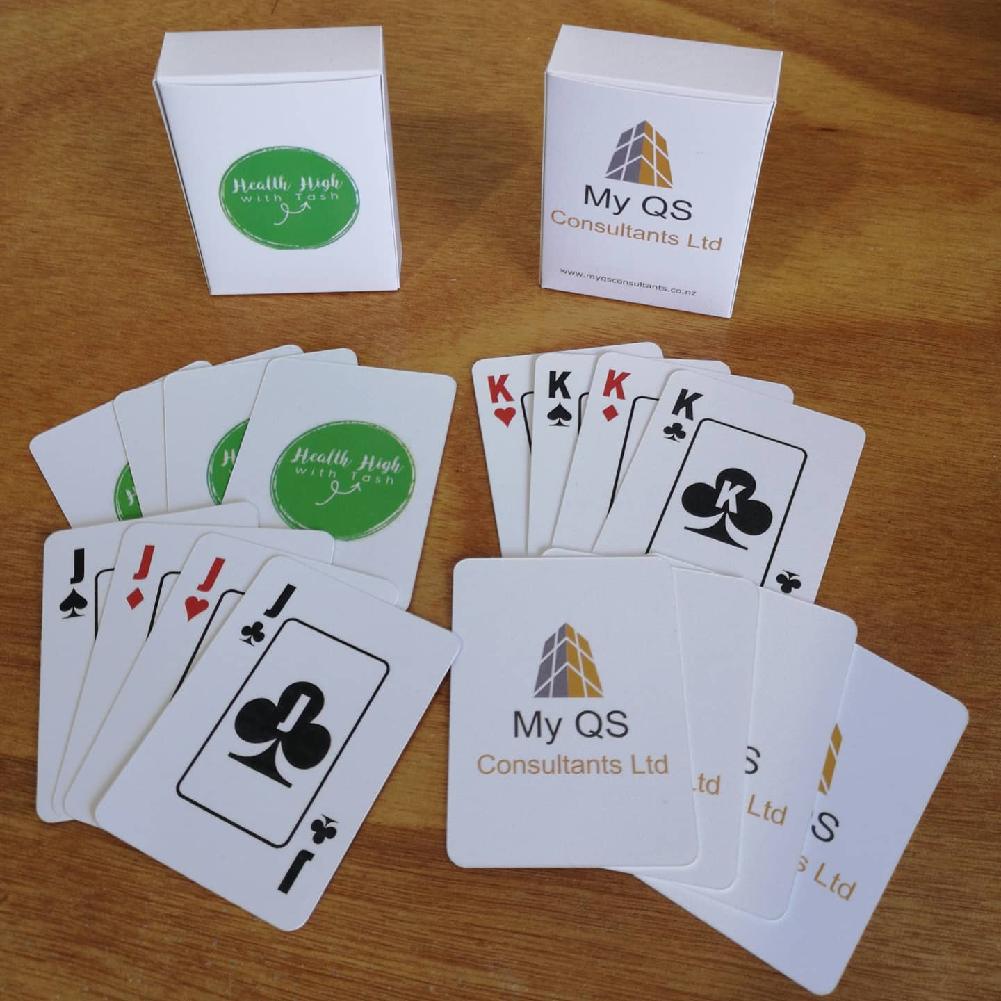 Customized playing cards with your logo on them and all digitally cut out so each one is perfect