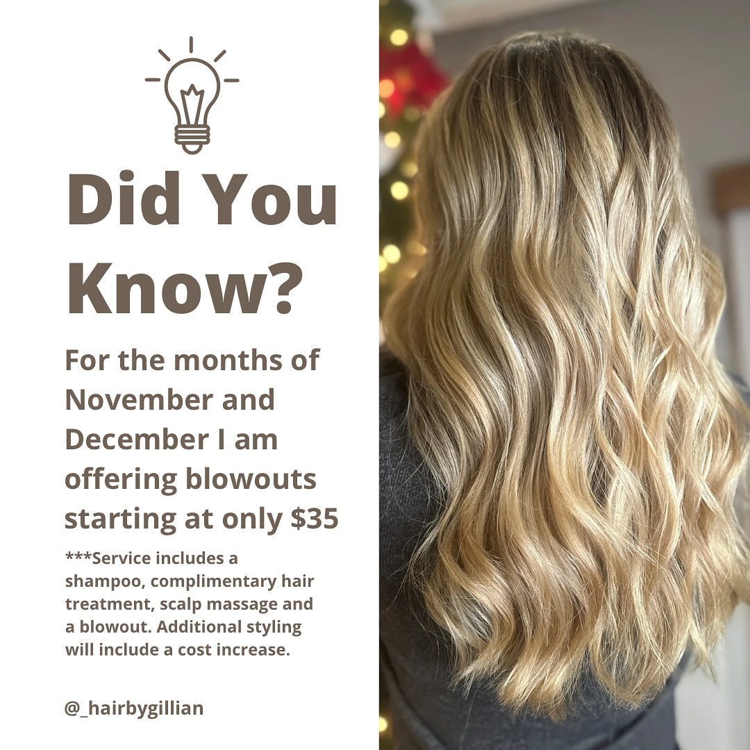Join me for a special session dedicated to helping you look and feel your best for all your holiday events. This appointment is a perfect opportunity to focus on yourself amidst the seasonal hustle and bustle. You’ll walk away feeling rejuvenated, with your hair looking its finest. I’m excited to pamper you this holiday season! 🤍❄️
