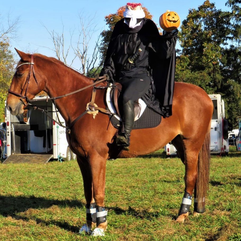 Get your costumes ready!!!
The countdown to the Frost on the Pumpkin Hunterpace is on!
Follow the link and sign up on Eventbrite today!
https://www.eventbrite.com/e/frost-on-the-pumpkin-hunter-pace-tickets-404986203637?fbclid=IwAR3quIyryKLS9pBTORJzvPuDKsykHOy9LztgBtzUm8VWcdNWOlv8WvwAnVM
#halloweencostume #hunterpaceseason #NBLAFOTP #PreserveOpenSpace #NewtownCT #FairfieldCountyEquestrians
Headless Horseman, 2nd place 2021, team members: Allison James, Mary Huribal, Emily Looper
PC: Lucy Prybylski
