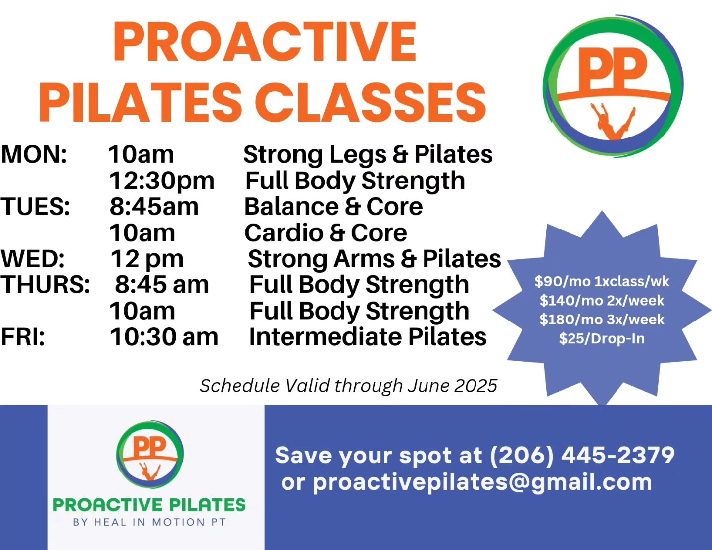 New name, new location, more classes...smaller size! Proactive Pilates classes at 490 Madison Ave.
7 people max for all sorts of strengthening and challenges to suit your needs. Taught by BASI certified pilates instructors who also work in therapy! #bainbridgeisland #Bainbridgepilates #physicaltherapypilates