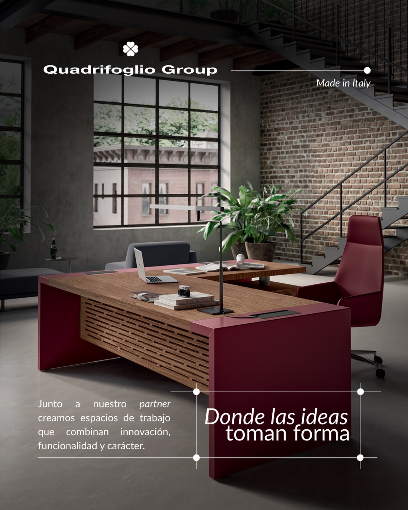 Desde 2015, trabajamos junto a nuestro partner @quadrifoglio_group_official creando espacios de trabajo que elevan la experiencia diaria.