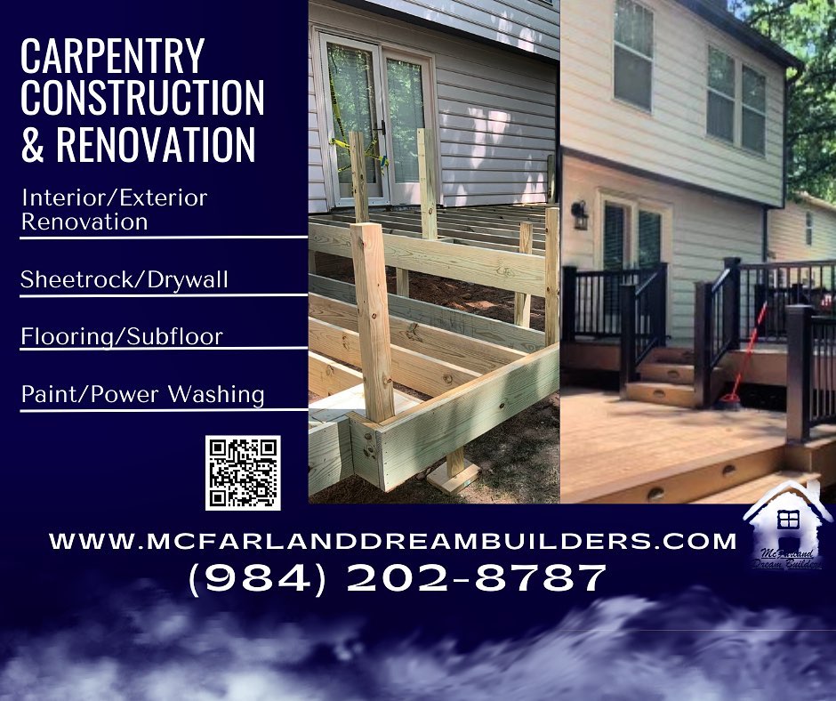 Another one!
This family’s dream of a composite deck takes your traditional deck to another level of durability, sustainability and weathering! This is THE WAY to go with the BEST carpenters in the state!
We build dreams no matter how big or small!
In honor of #veteransday, we’re offering a Military Discount for the Month of November🇺🇸
Call or email us for your free consultation!🛠️🏡✨
#home #homesweethome #dreams #forever #funtimes #builder #carpenter #carpentry #tagsomeone #nc #custom #custombuild #trex #trexdecking #composite #compositedecking #buildit #raleigh #raleighnc #smithfieldnc #clayton