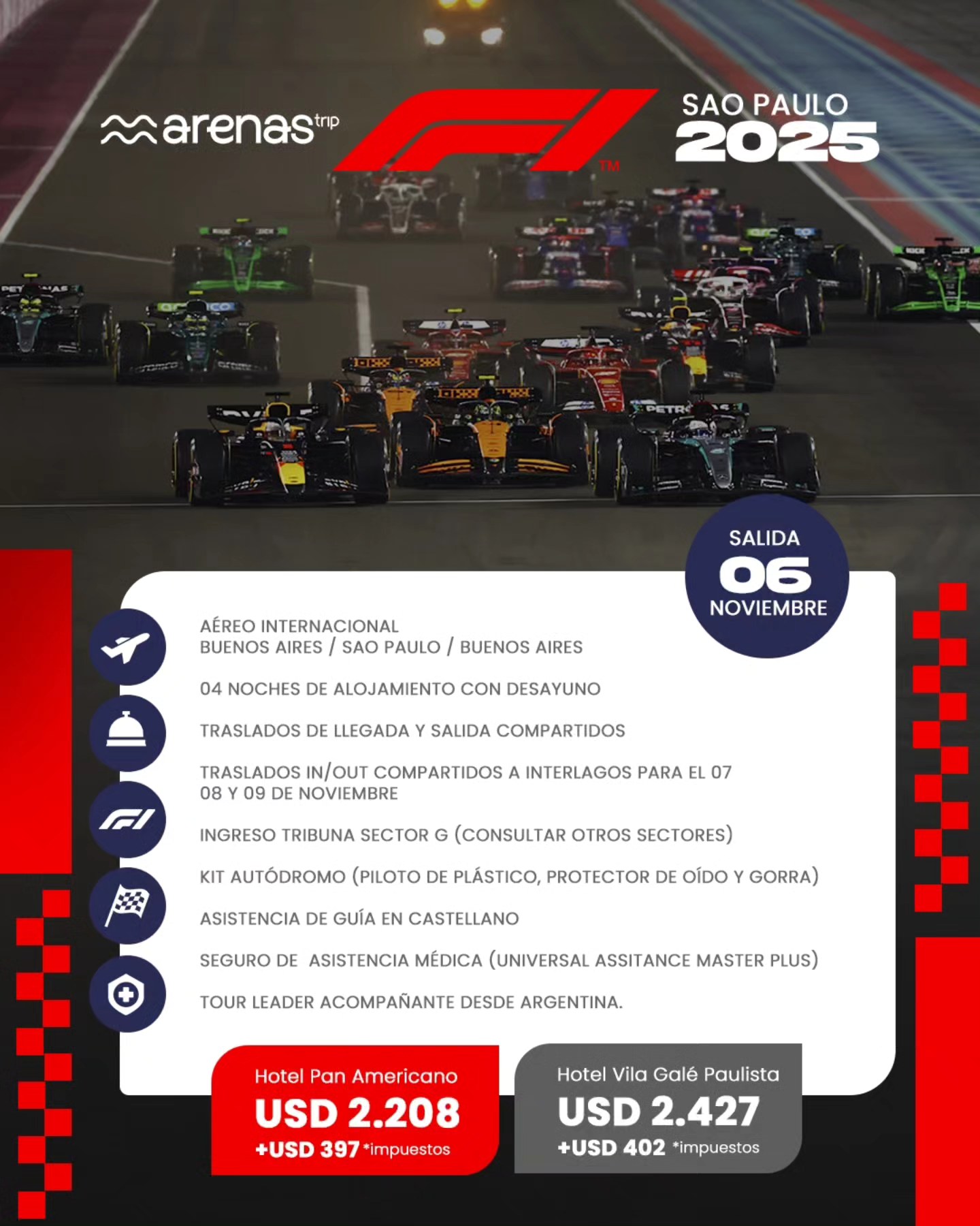 ¡Tenemos este combo ideal para que vivas el Gran Premio F1 de Sao Paulo! Etiquetá y compartilo con tus amigos fanáticos. La adrenalina te espera 🏁🏎
