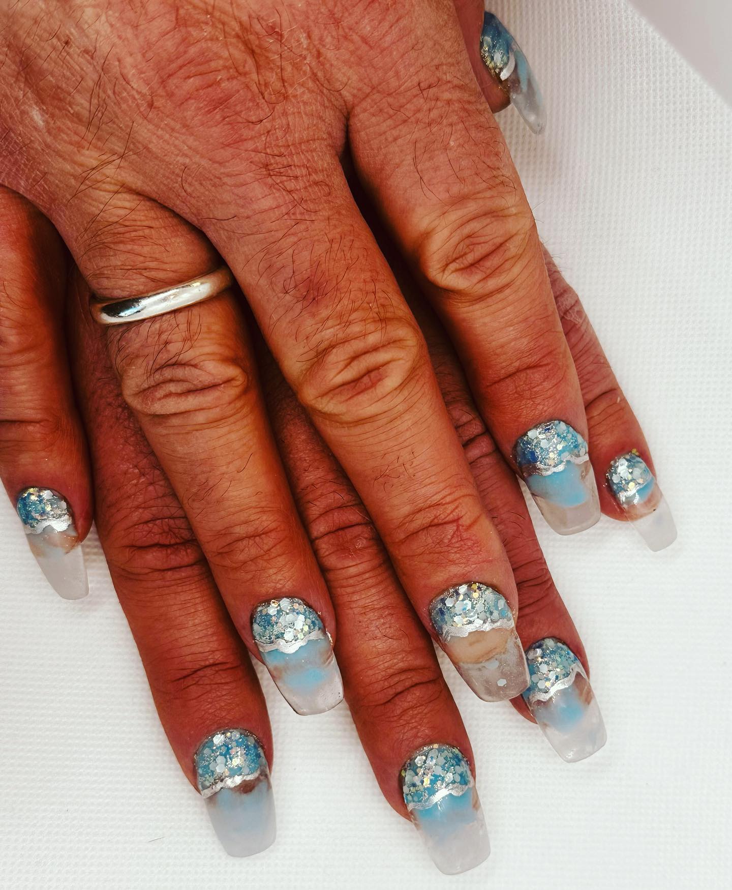 Sea Glass vibes. Acrylic by Robert #scherdivasalon #essexvtsalon #robertdockstaderhairstylist #naildesigns