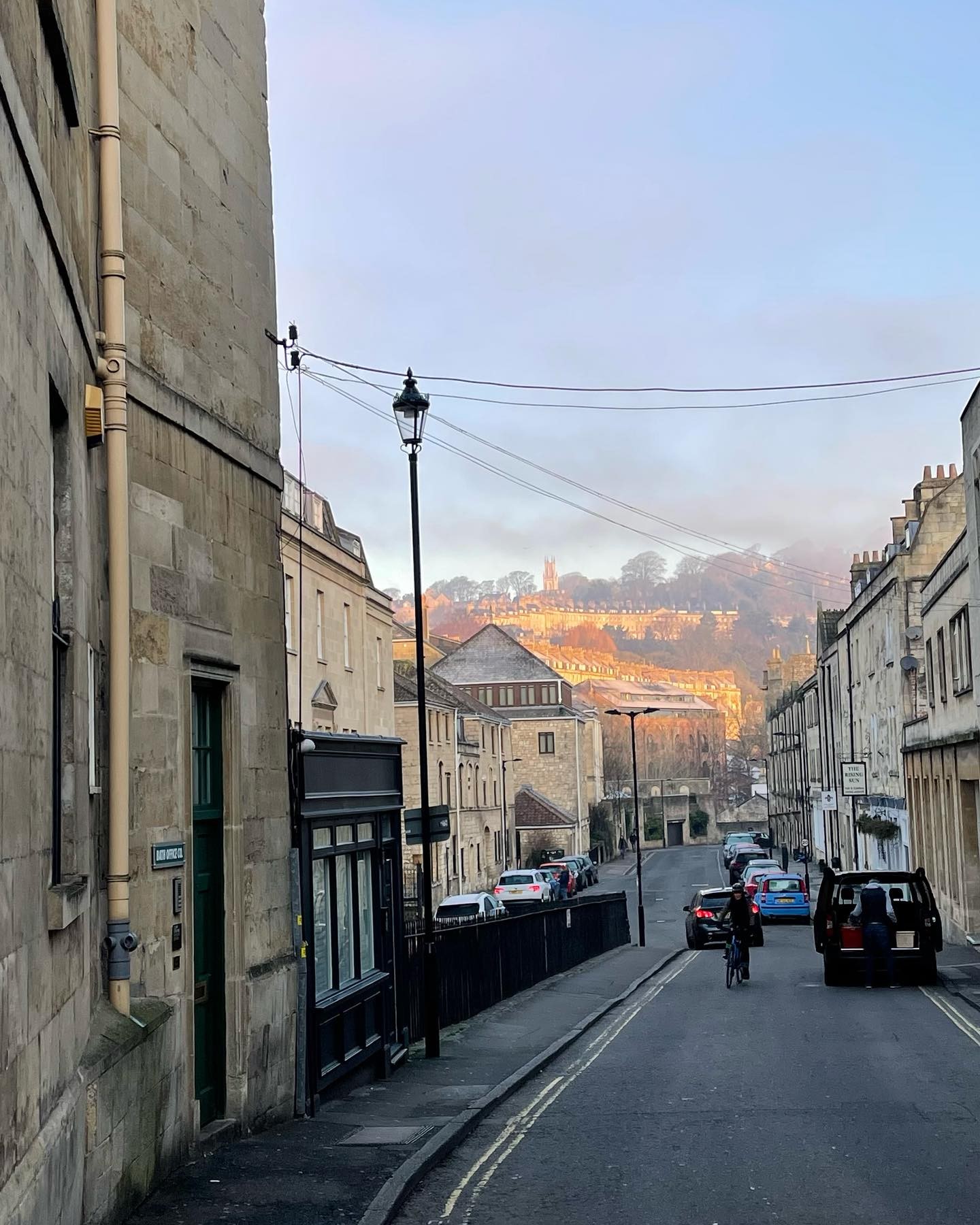 Camden Crescent glowing in the early morning sun