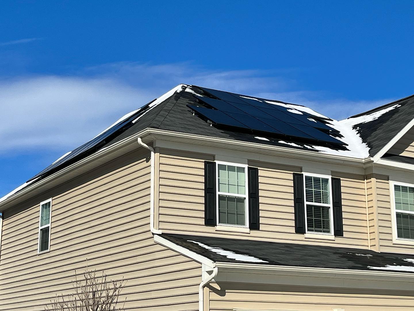 “The snow doesn’t bother me anyway”. Truth be told, south facing roofs will melt faster and get your panels production. Do not risk injury or damage removing snow from your rooftop panels