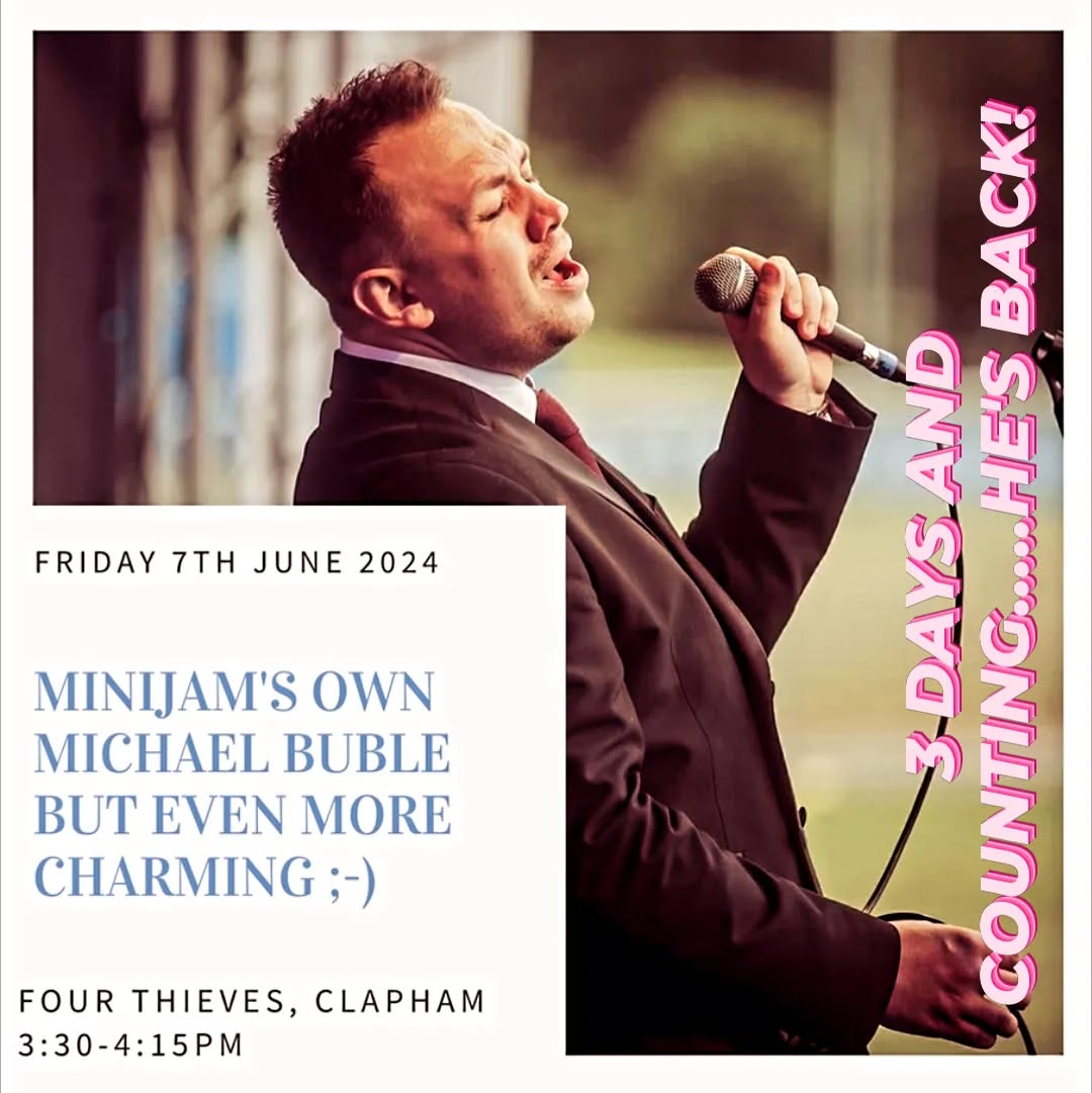 BABY FRIENDLY GIGS - CLAPHAM JUNCTION - FRIDAY 3.30PM. Live music, baby/toddler sensory and perhaps a cheeky glass of something tasty. Tickets at www.minijam.uk. Shane Hampsheir will be swinging your socks off...check out more here https://www.shanehampsheir.com