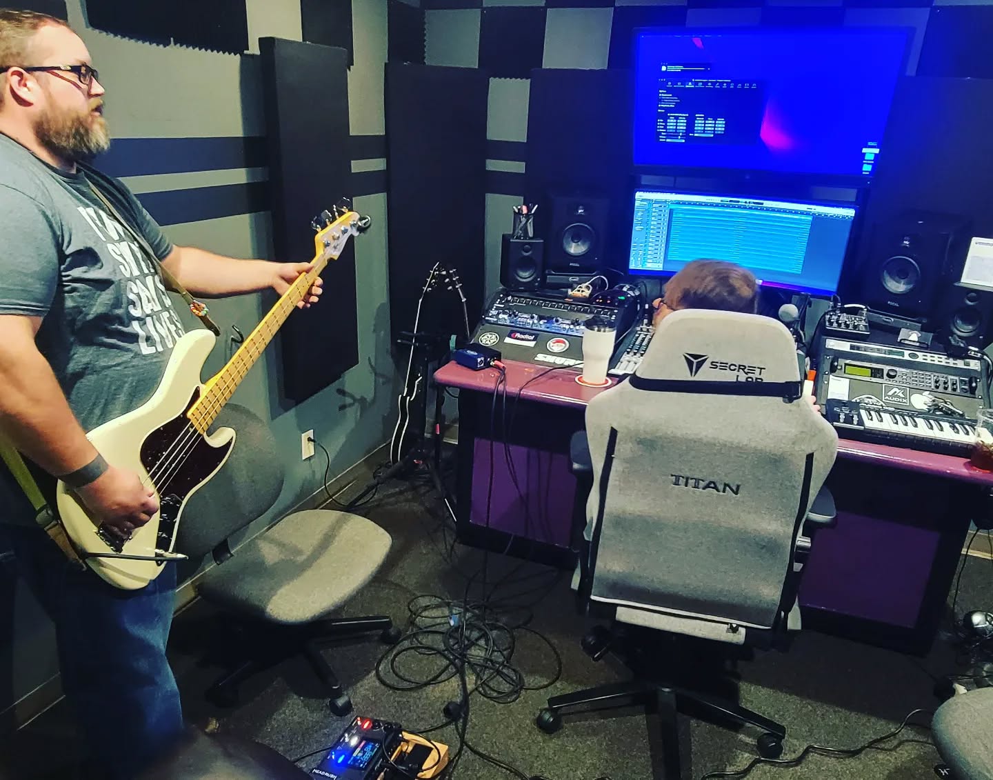 Andy tracking bass on the new @audationrocks material!