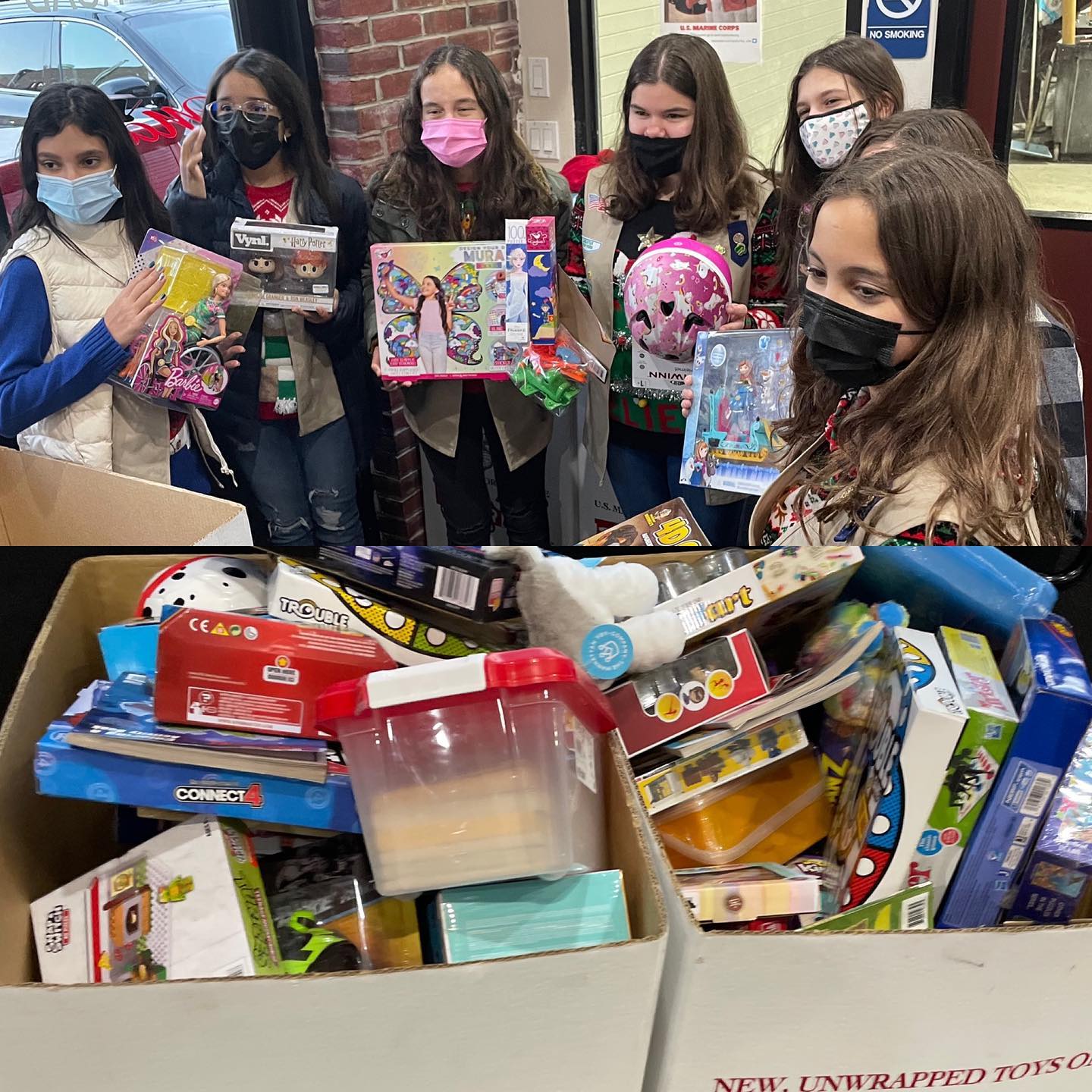 A huge thank you to the young ladies of St. Mel’s Catholic Academy Girl Scout Cadets Troop 411. They collected more than 2 boxes of toys for @marinetoysfortotsfoundation